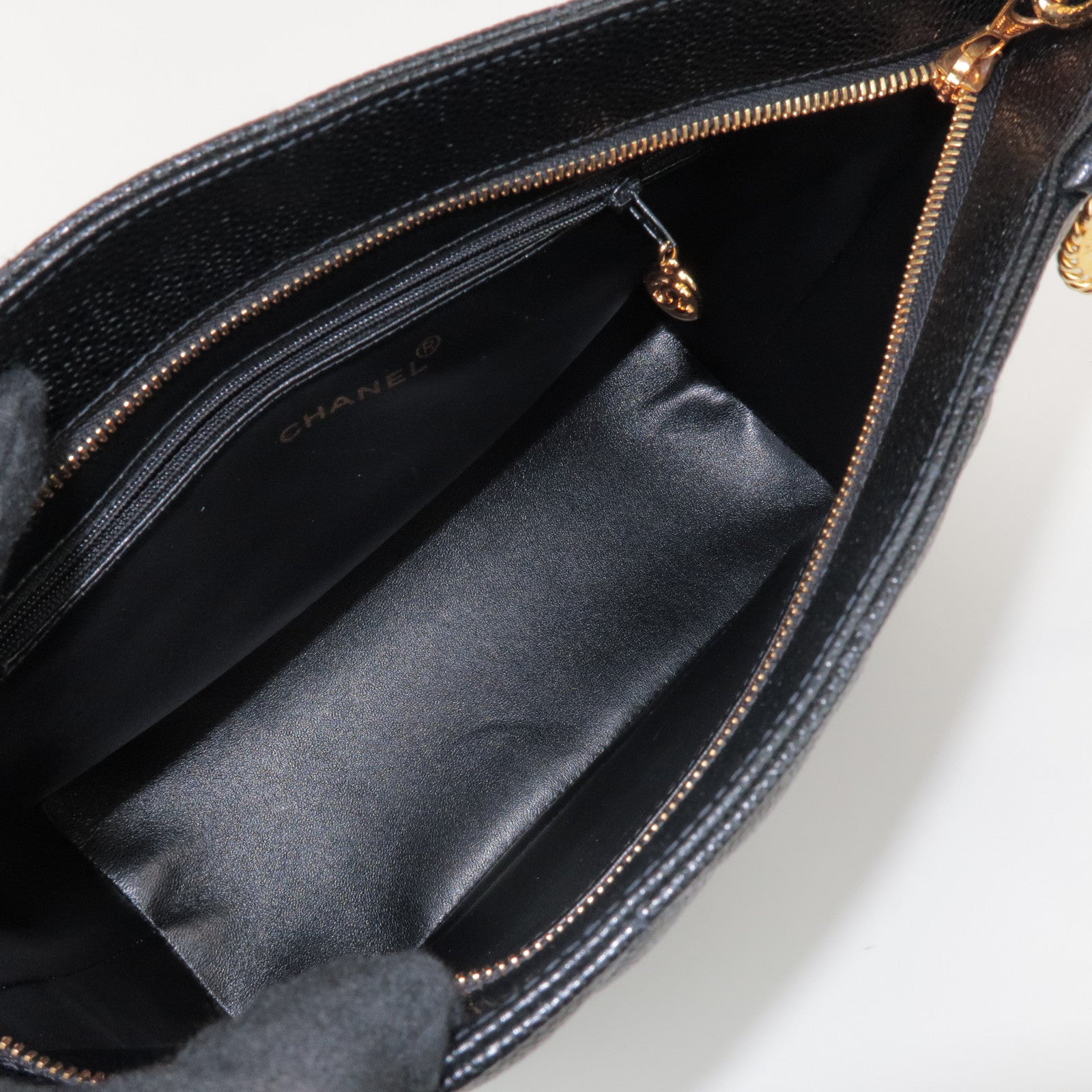 CHANEL Matelasse COCO Mark Caviarskin Medallion Tote Bag A01804