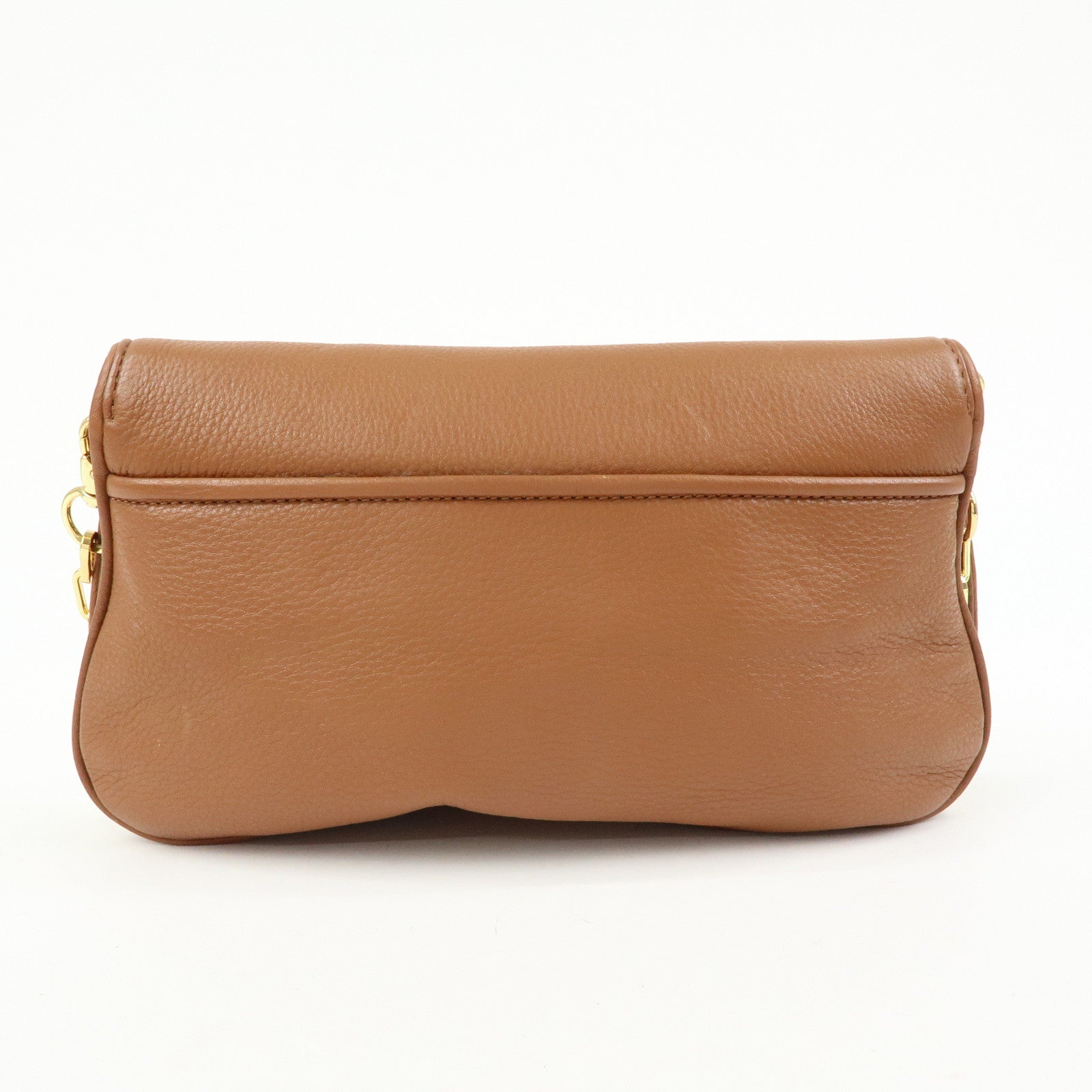 TORY BURCH Leather Flap Shoulder Bag Crossbody Bag Clutch Brown
