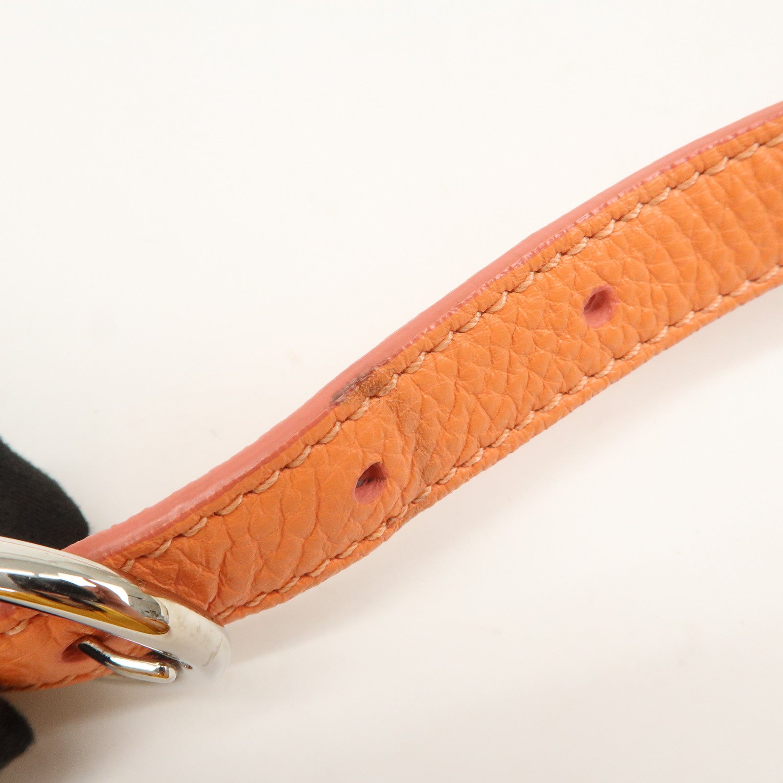 Ferragamo Gancini Leather 2Way Bag Hand Bag Shoulder Bag Orange