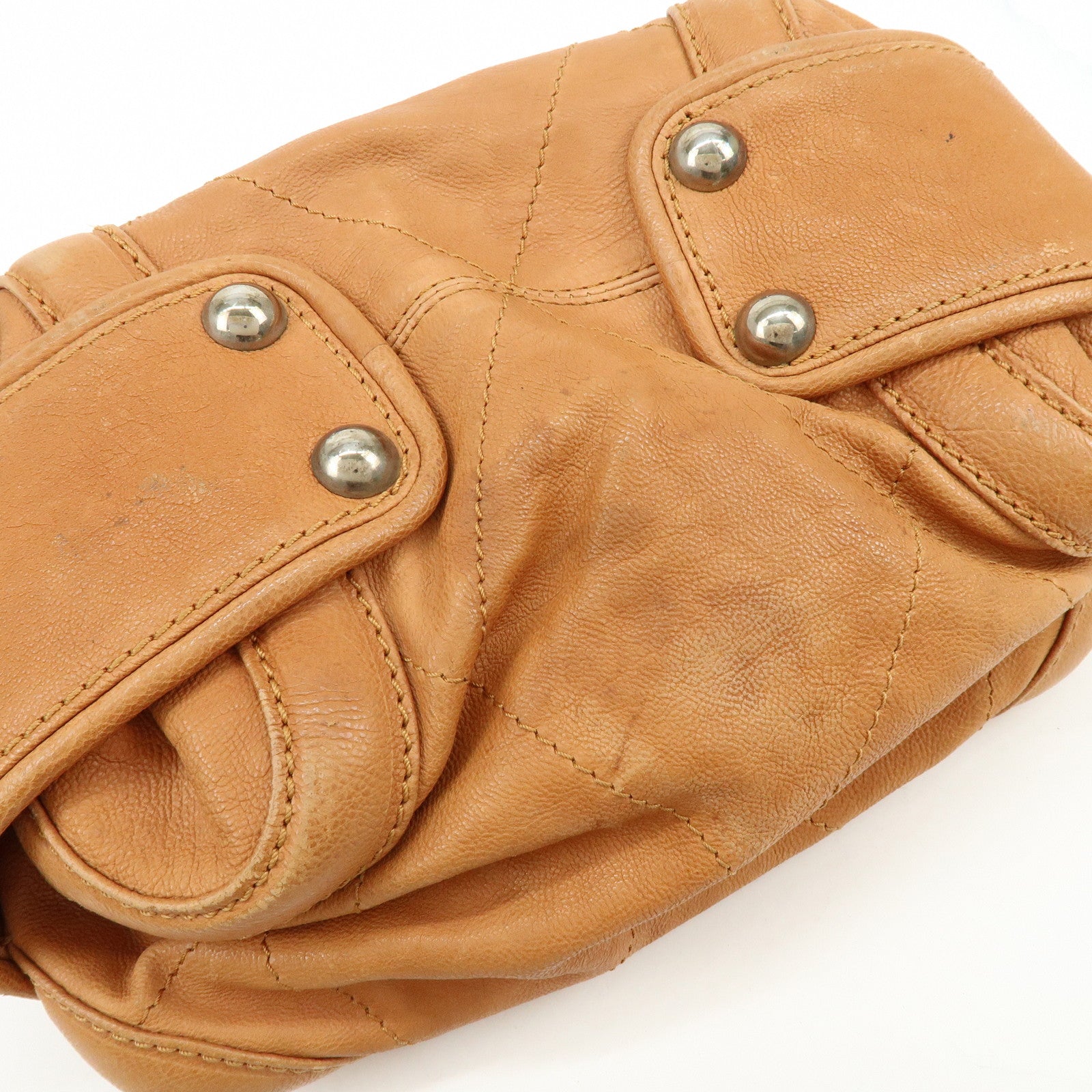 CHANEL COCO Mark Calf Leather Hand Bag Brown