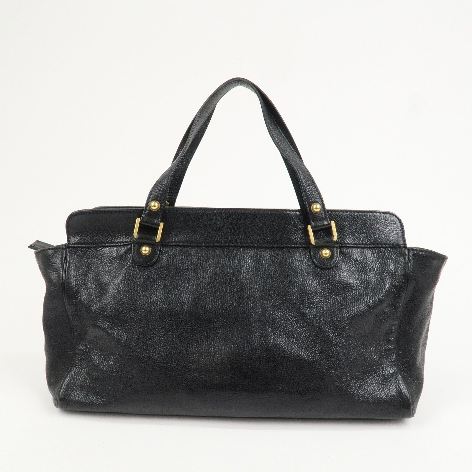 GUCCI Interlocking G Leather Blondie Studs Hand Bag Black 121551