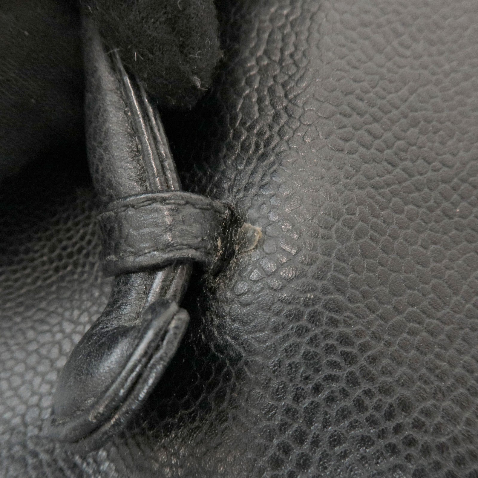 CHANEL COCO Mark Caviar Leather Vanity Bag Hand Bag Black A01997