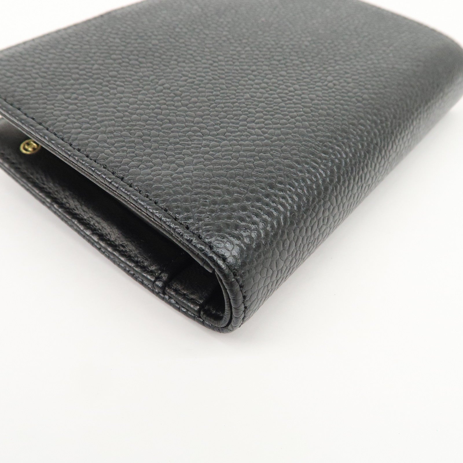 CHANEL COCO Mark Caviarskin Bi-fold Small Wallet Black A13497