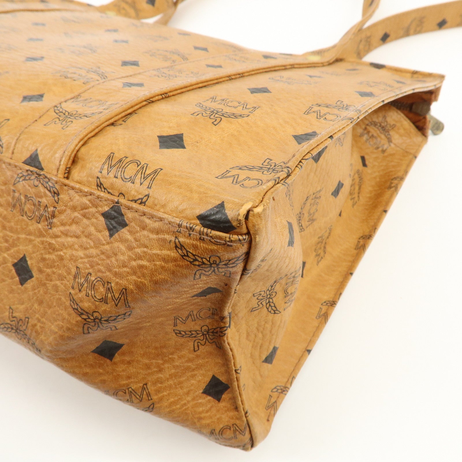 MCM Visetos Leather Shoulder Bag Tote Bag Brown