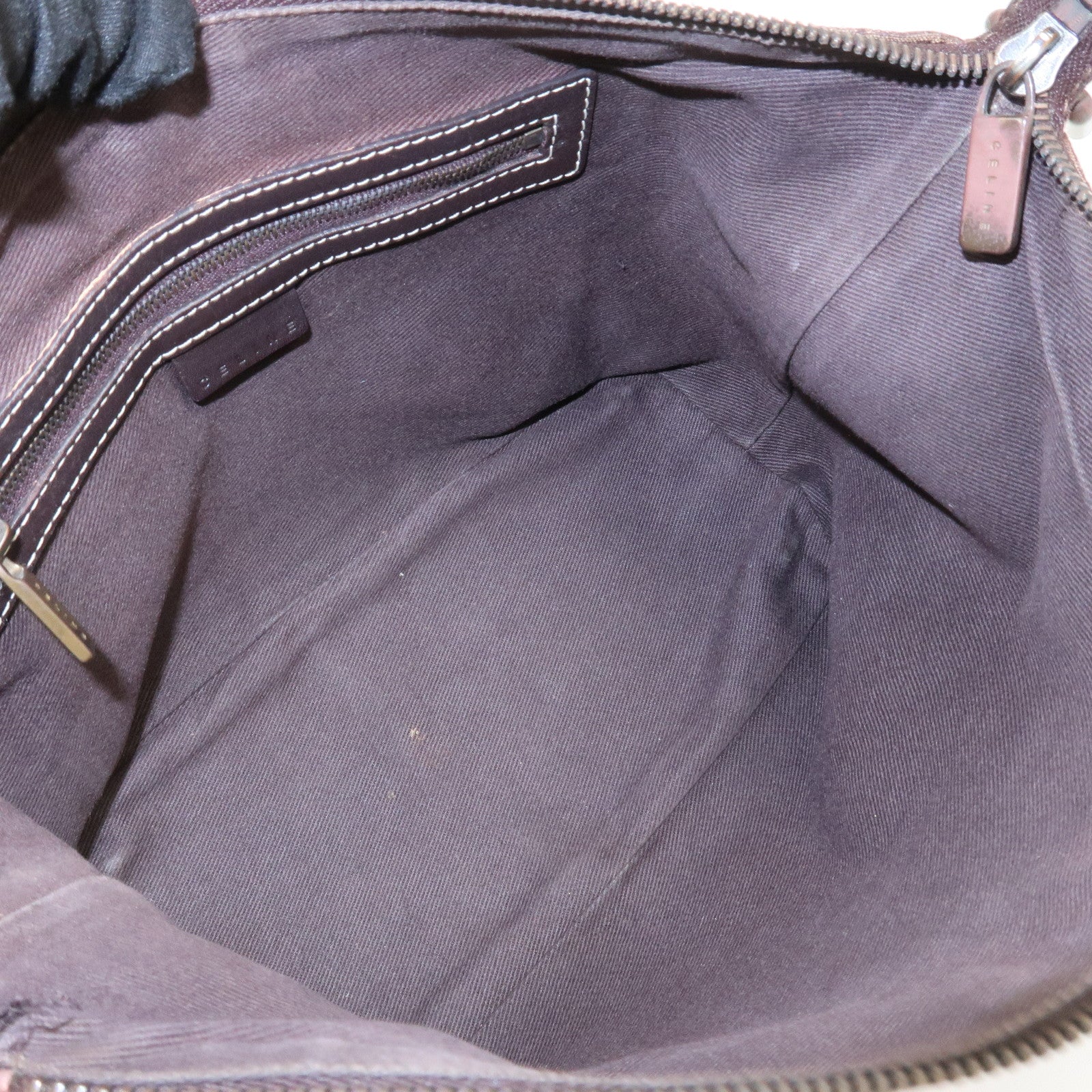 CELINE Macadam Logo Canvas Leather Shoulder Bag Hand Bag Brown