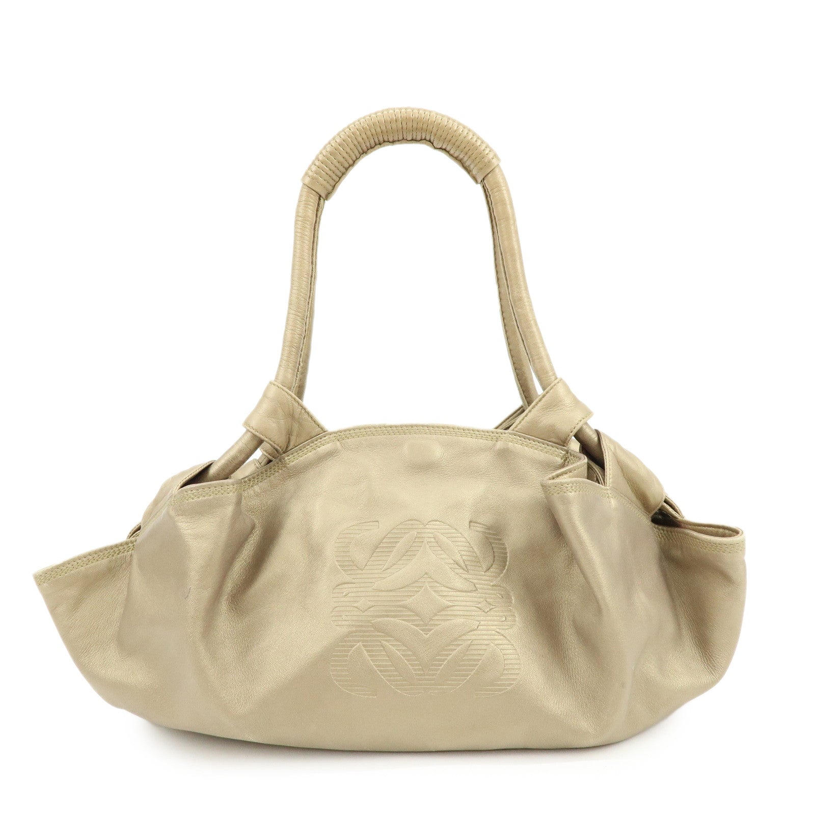 LOEWE Anagram Nappa Aire Leather Hand Bag Shoulder Bag Gold
