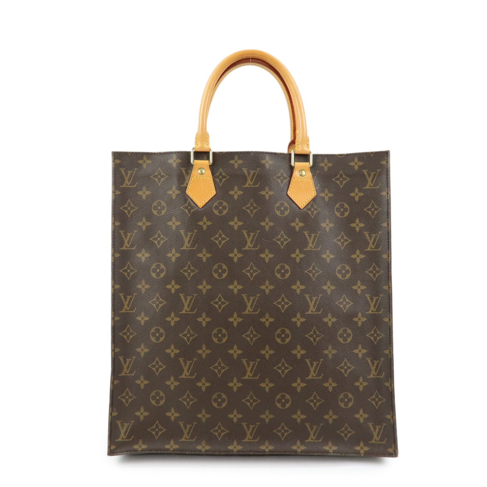 Louis Vuitton Monogram Sac Plat Tote Bag Hand Bag Brown M51140