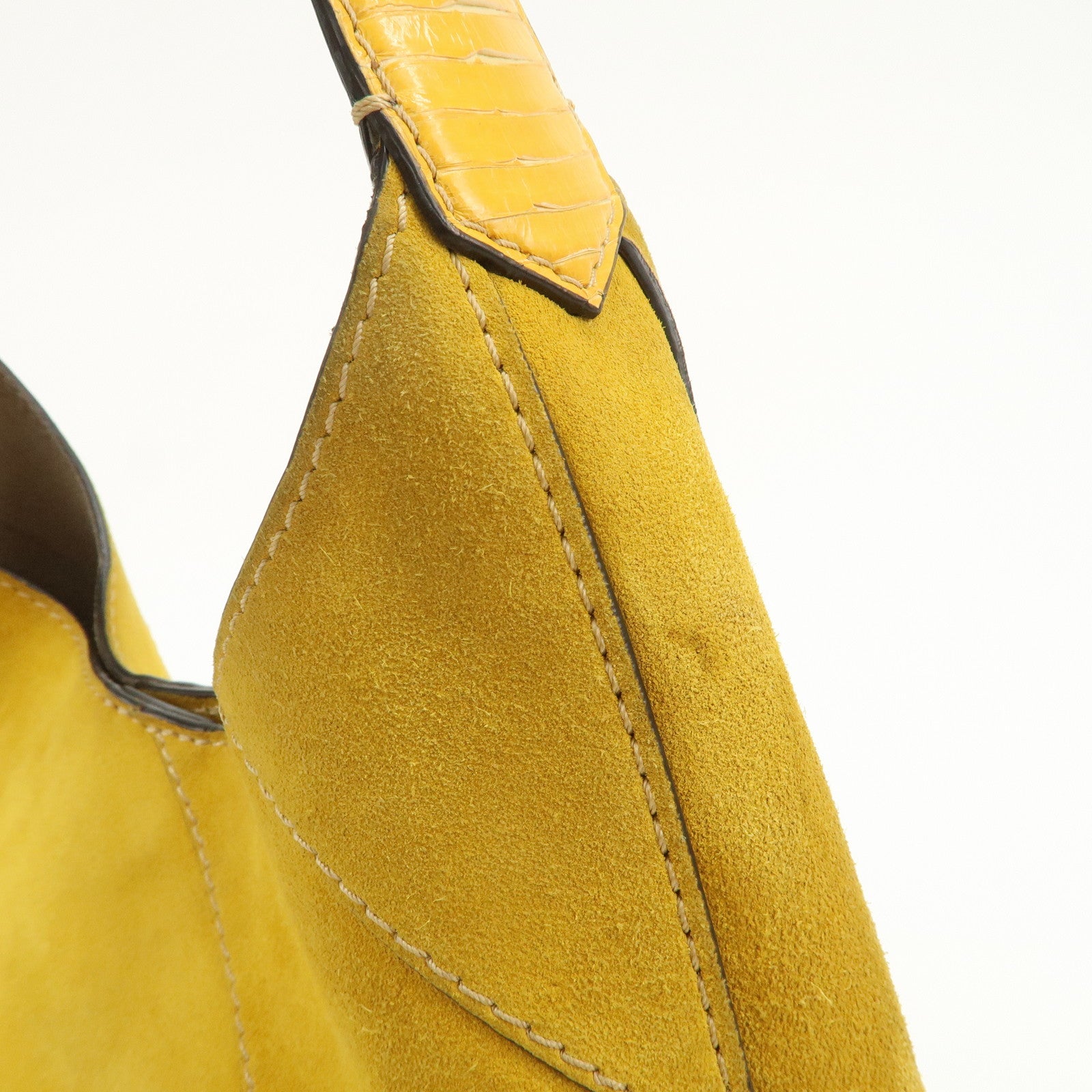 JIMMY CHOO Suede Leather Shoulder Bag Hand Bag Yellow