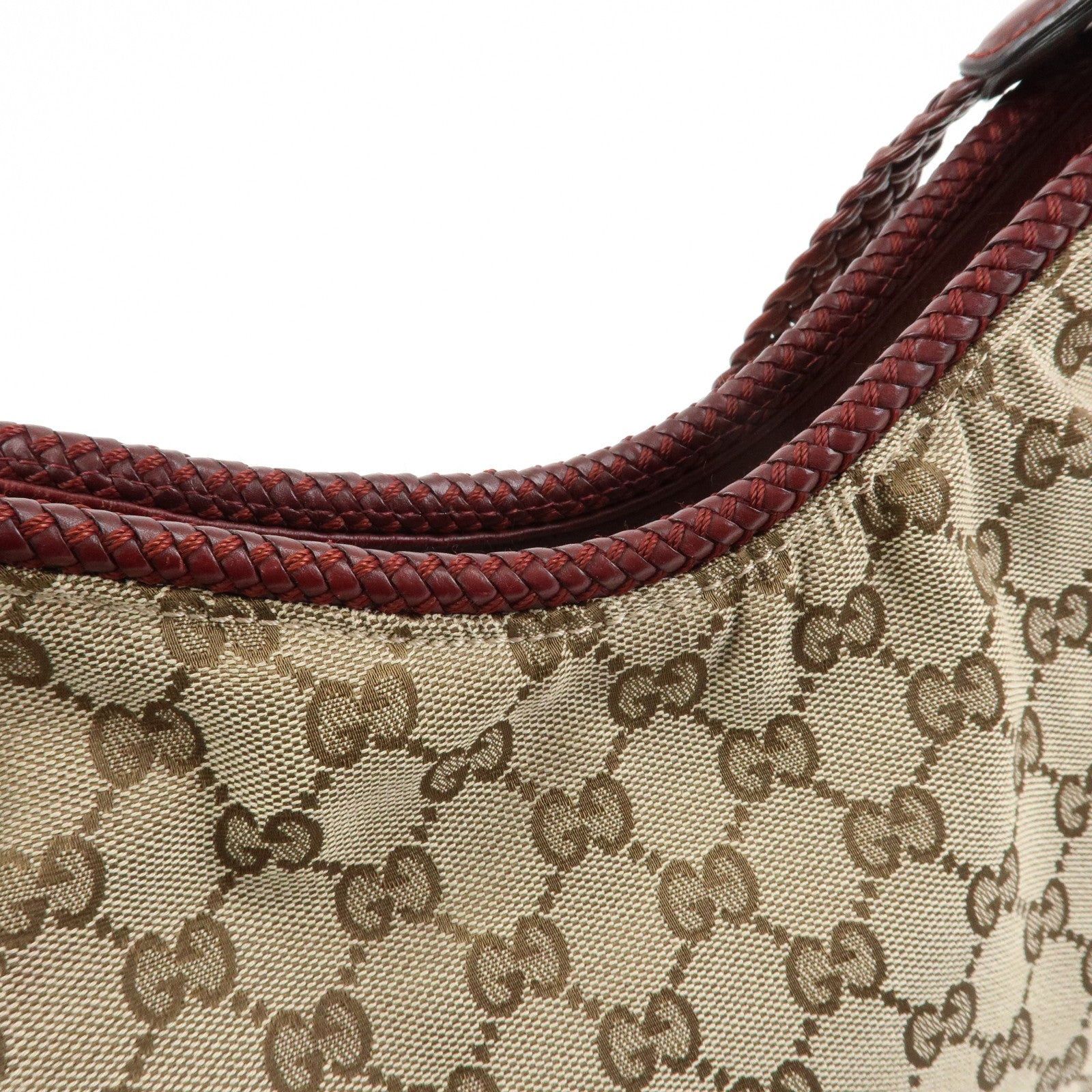 GUCCI Marrakech GG Canvas Leather Tassel Shoulder Bag Beige 257026