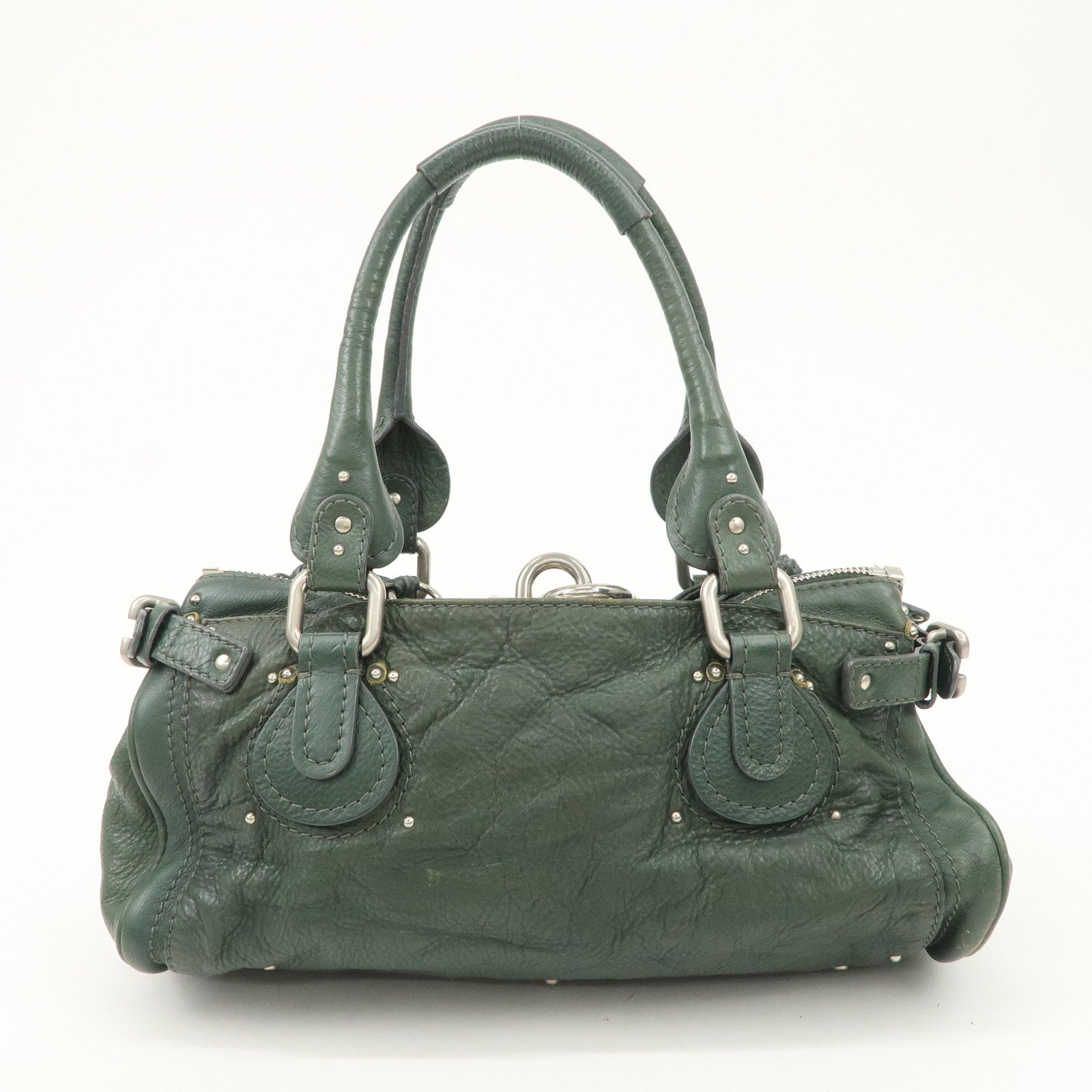 Chloe Padington Leather Hand Bag Shoulder Bag Green - Used