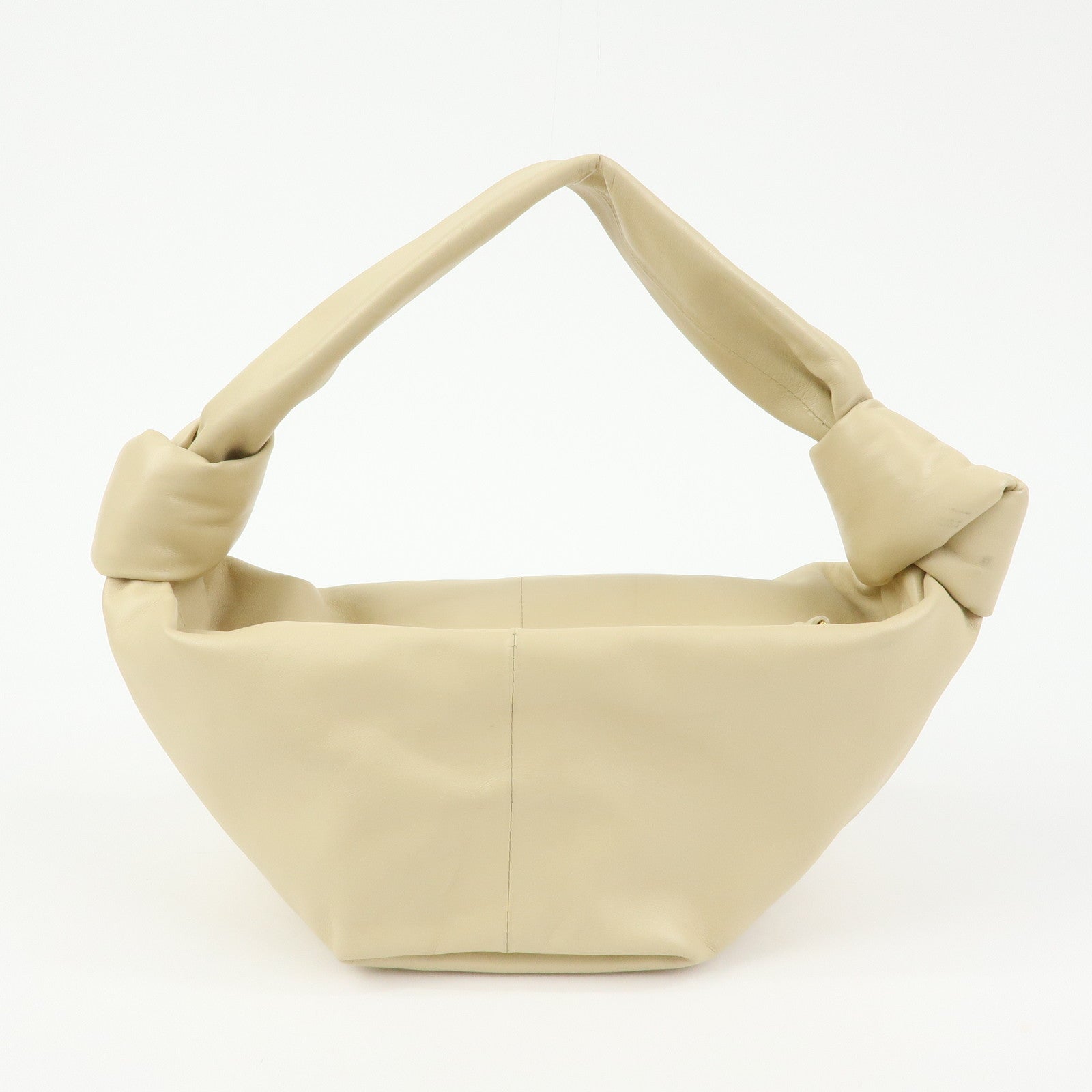 BOTTEGA VENETA Double Knot Lamb Skin Hand Bag Beige 629635