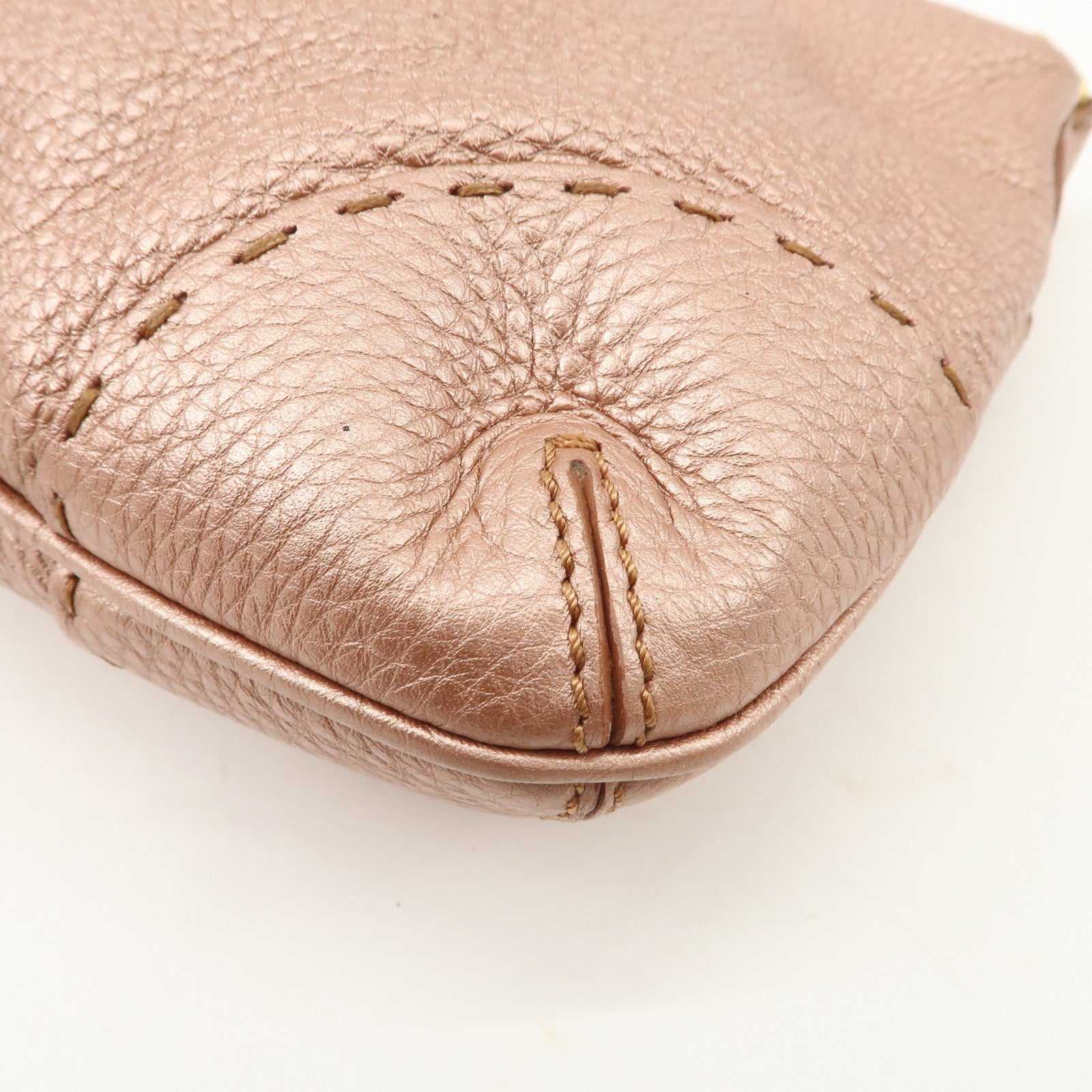 FENDI Seleria Leather Shoulder Bag Champagne Pink 8BT200