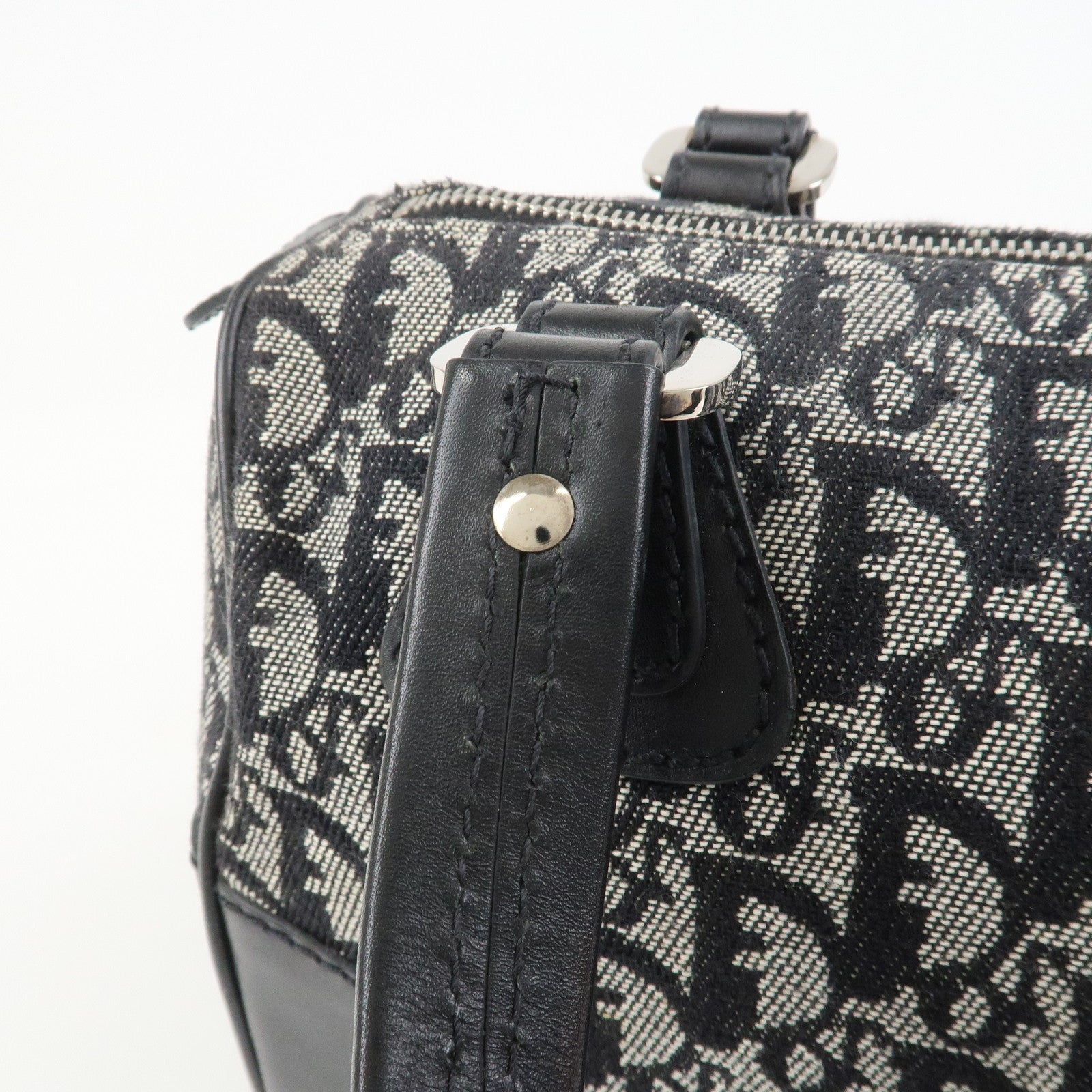 Christian Dior Trotter Canvas Leather Mini Boston Hand Bag Black