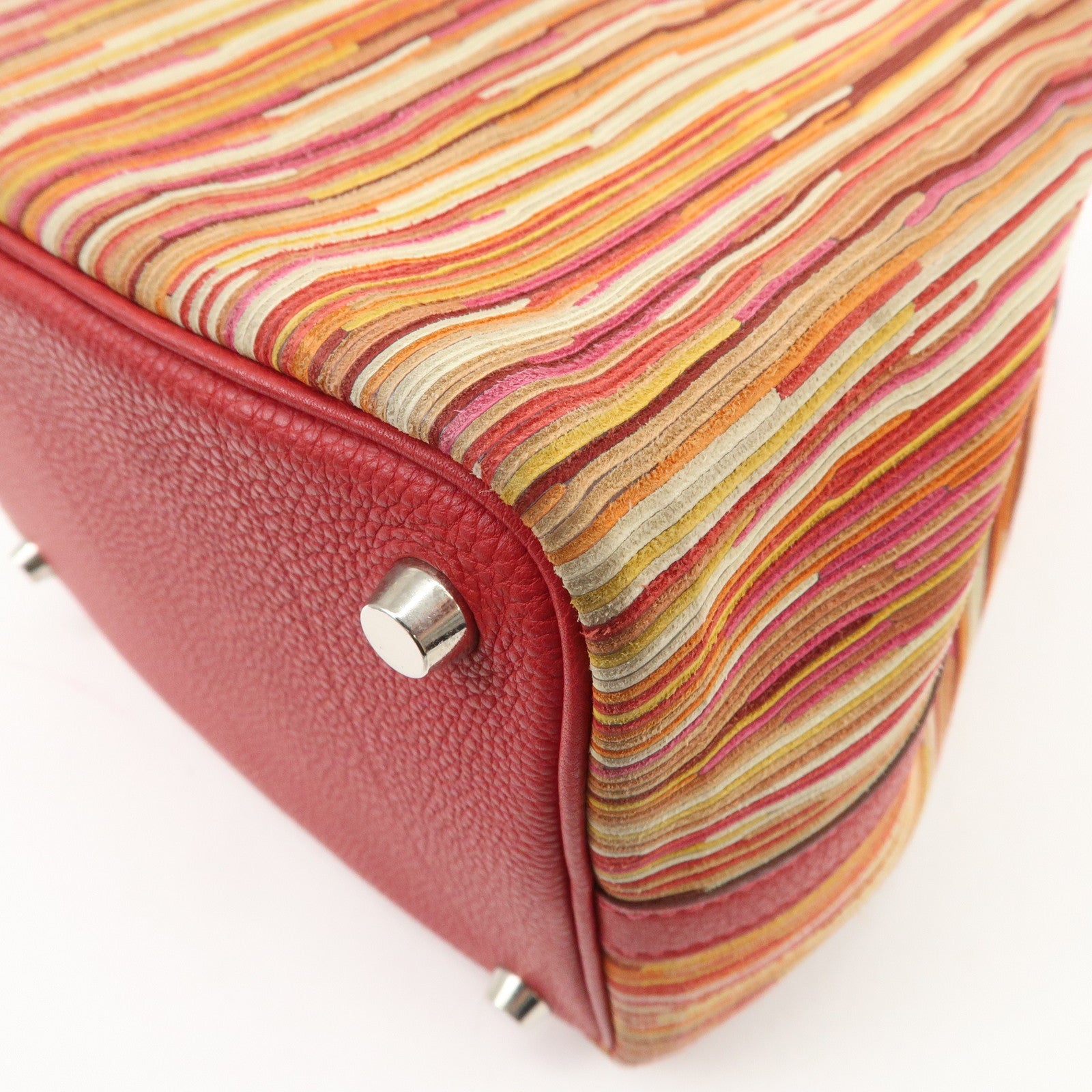 HERMES Deauville Vibrato Picotin Lock PM O Stamped Hand Bag Red