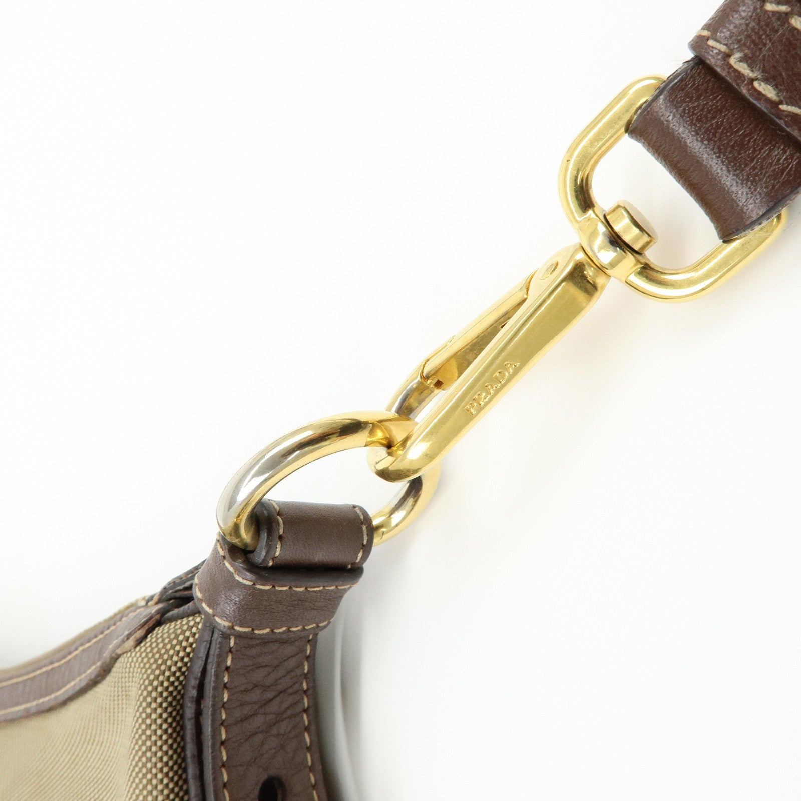 PRADA Logo Jacguard Leather Shoulder Bag Crossbody Bag Brown