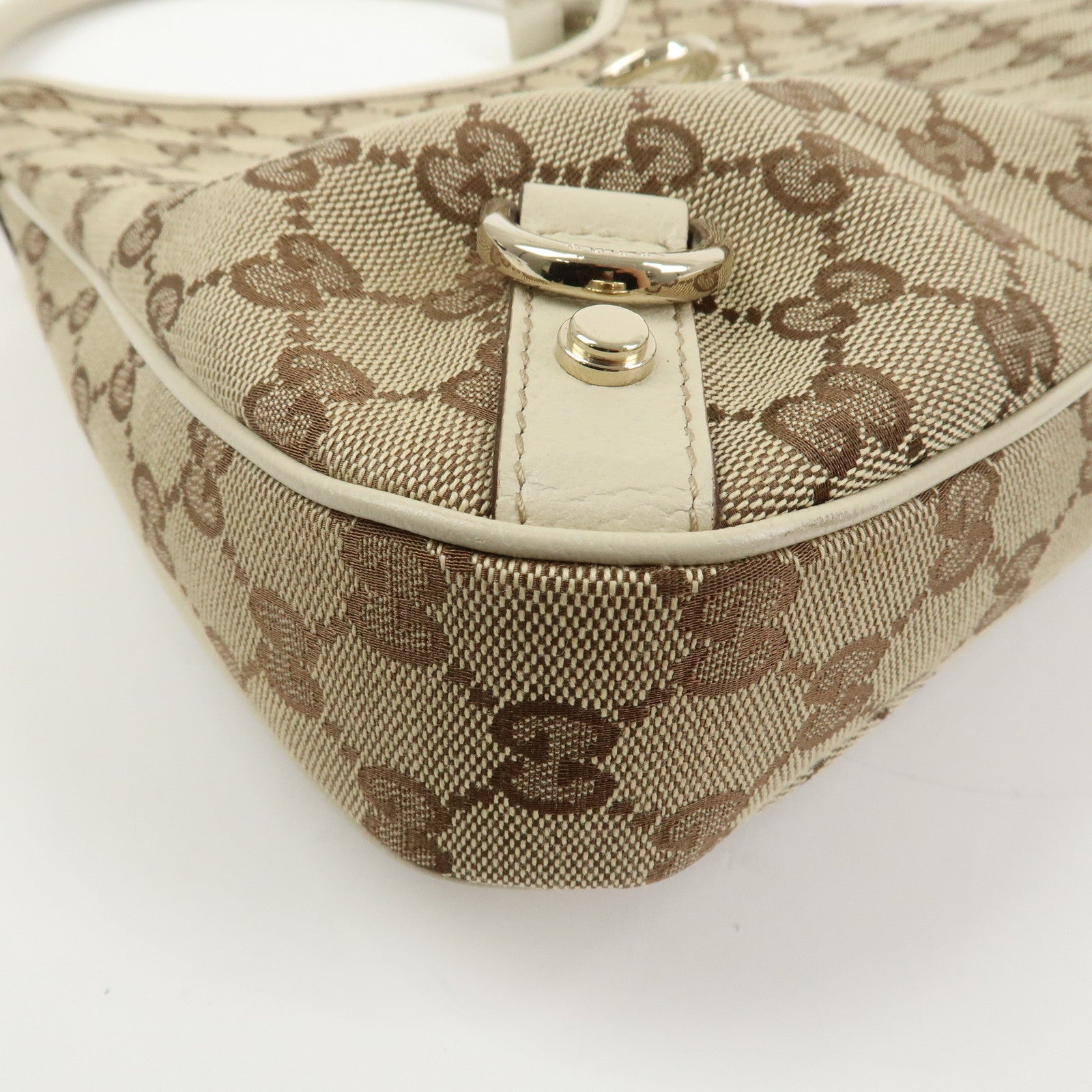 GUCCI Abbey GG Canvas Leather Shoulder Bag Brown Ivory 130738