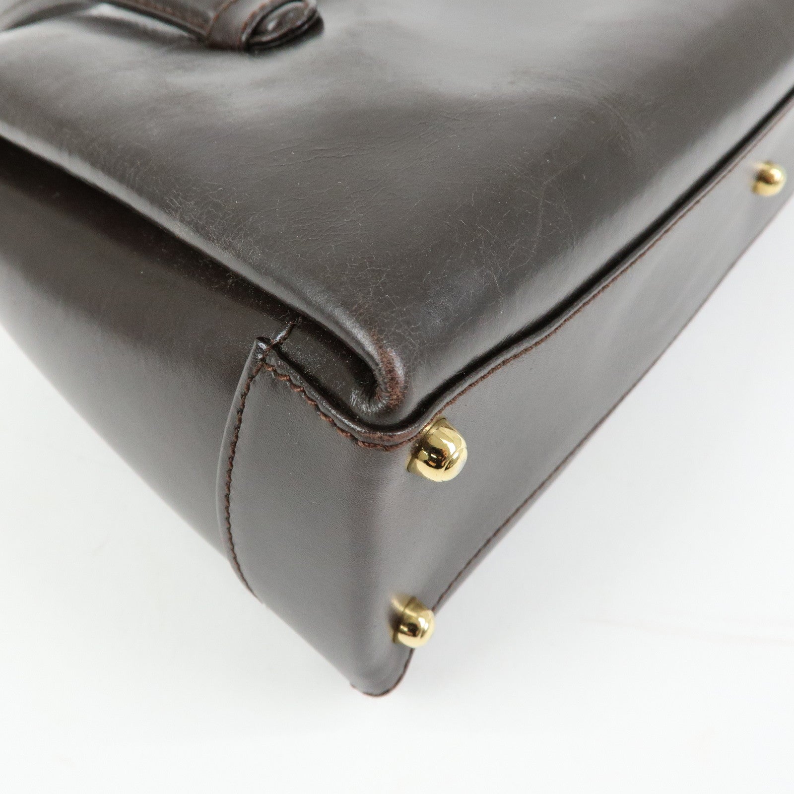 GUCCI Leather Hand Bag Dark Brown 000・1448・0539
