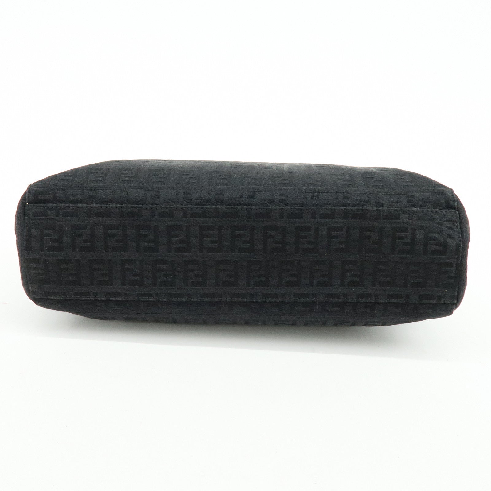 FENDI Zucchino Canvas Leather Tote Bag Hand Bag Black 8BH072