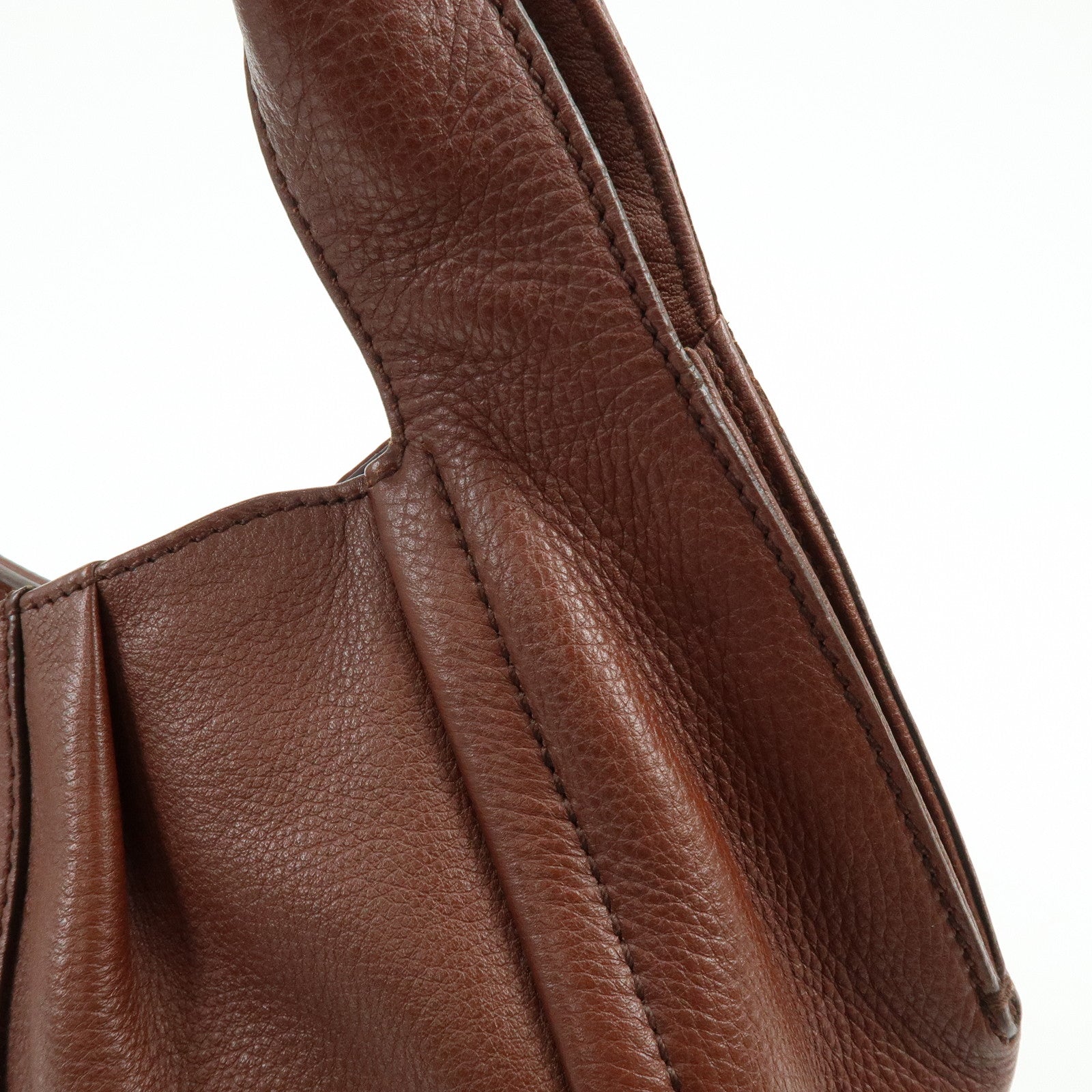 Ferragamo Gancini Leather Shoulder Bag Hand Bag Brown