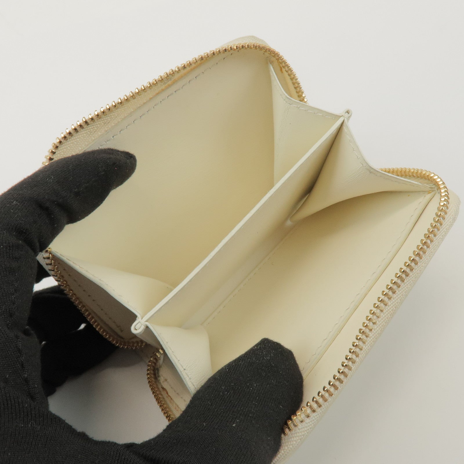 JIL SANDER Logo Leather Round Zippy Coin Case Coin Wallet Ivory