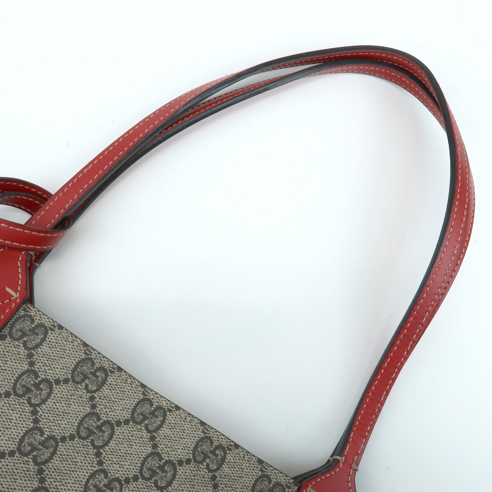 GUCCI Reversible GG Supreme Leather Tote Bag Beige Red 368568