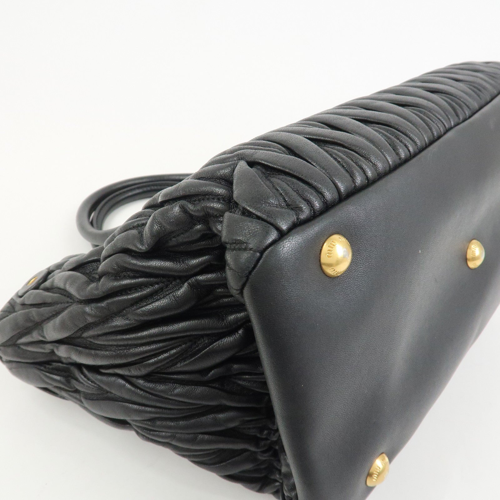 MIU MIU Matelasse Leather 2Way Bag Hand Bag Black RN1069