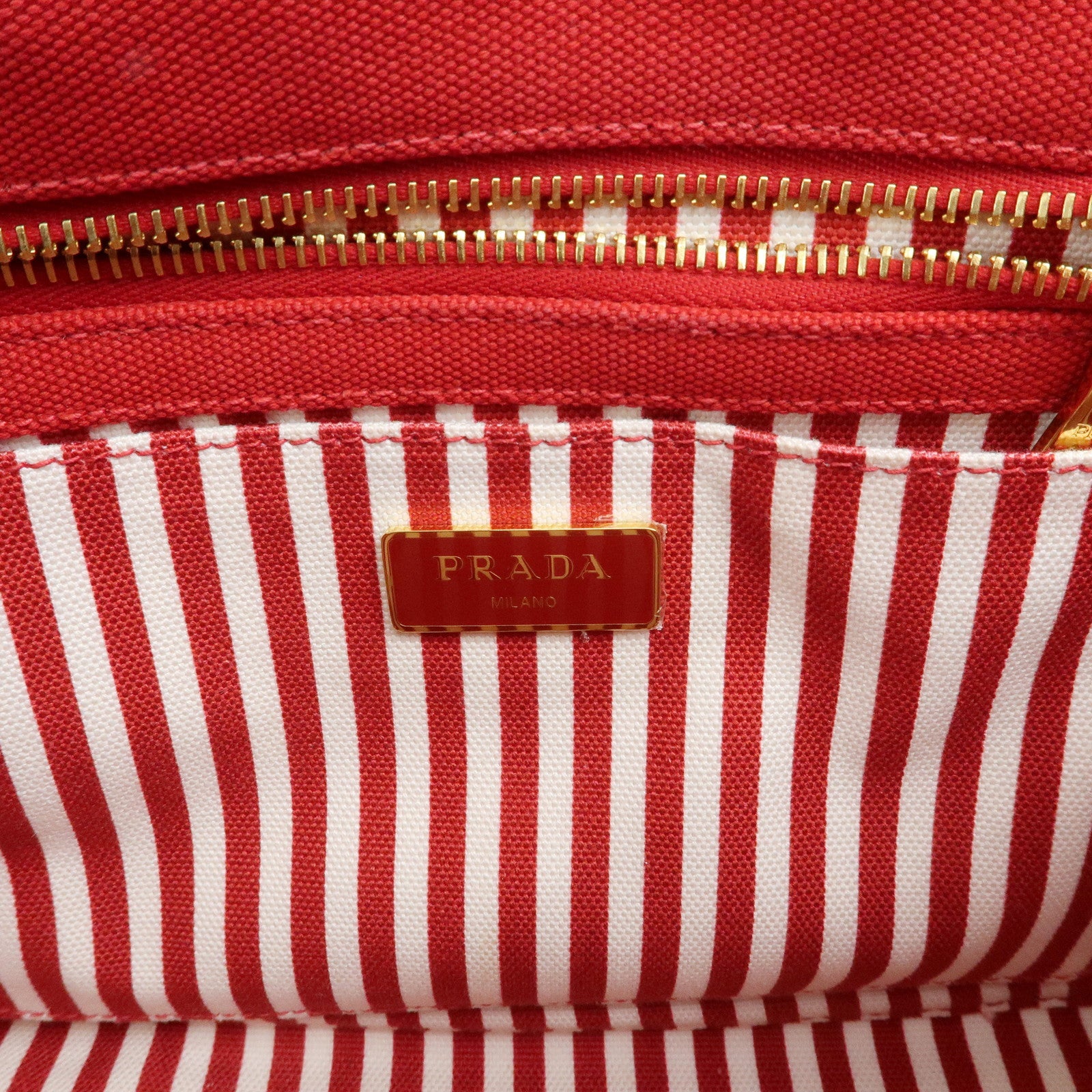 PRADA Canapa Mini Triangle Logo Canvas 2Way Bag Hand Bag Red 1BG439