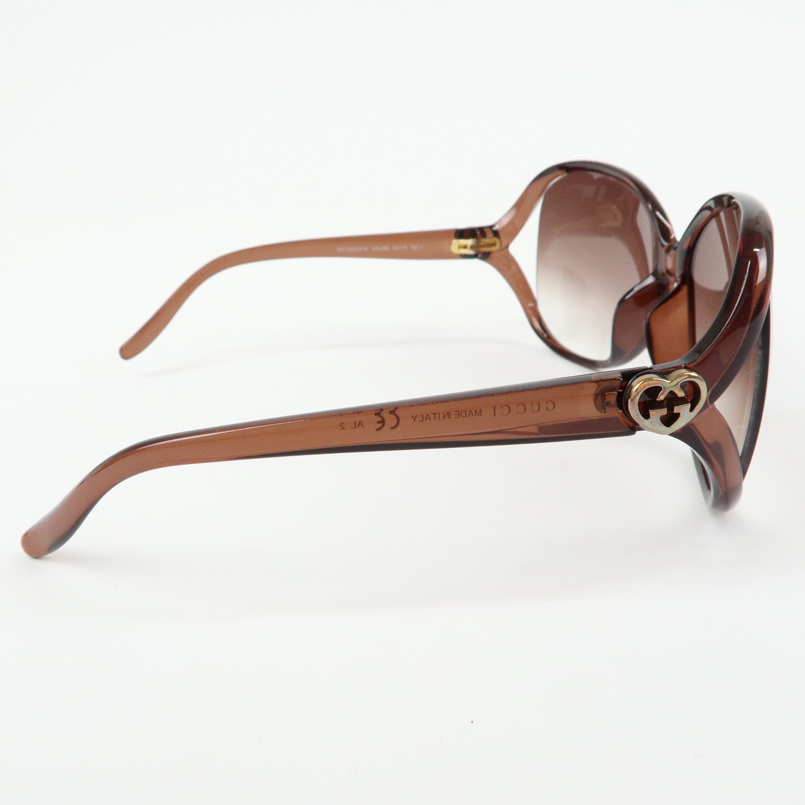 GUCCI Interlocking G Lovery Heart Plastic Sunglasses Brown GG3525