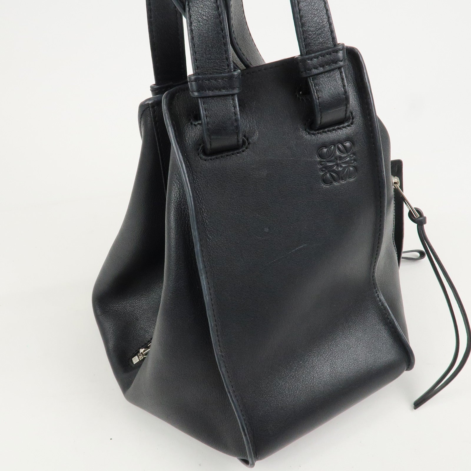 LOEWE Anagram Leather Hammock Small Shoulder Bag Black