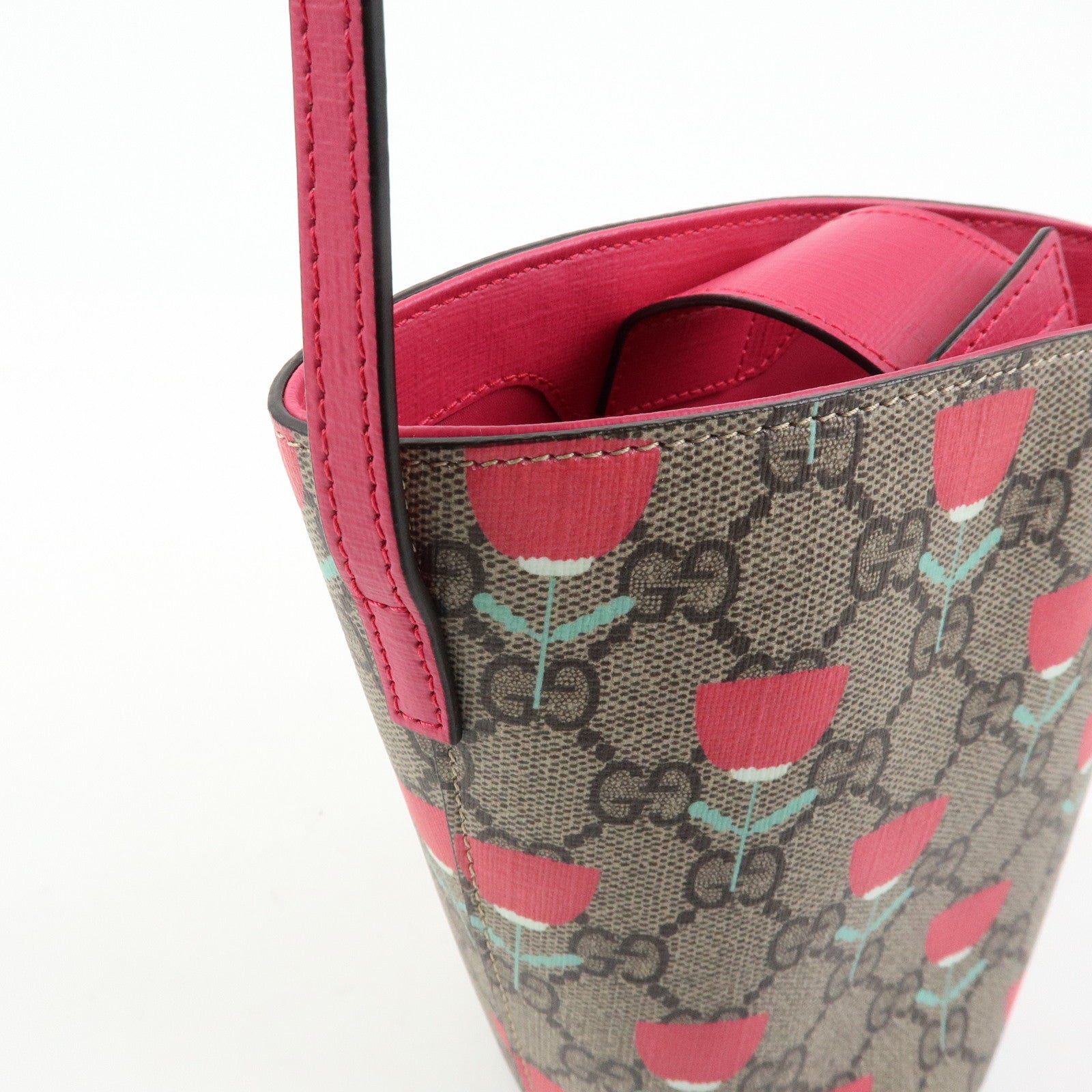 GUCCI Childrens GG Supreme Hand Bag Flower Print Beige Pink 752356