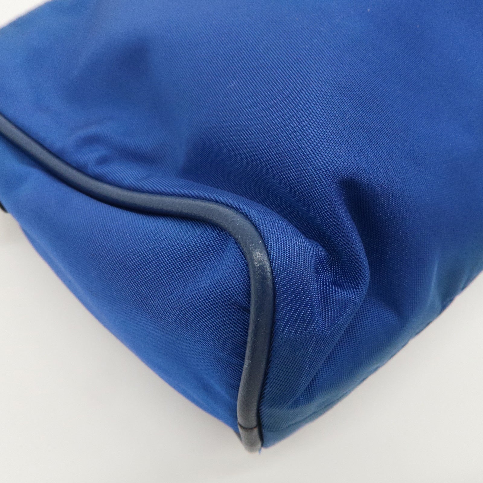 PRADA Triangle Logo Nylon Leather Mini Shoulder Bag Blue BN1834