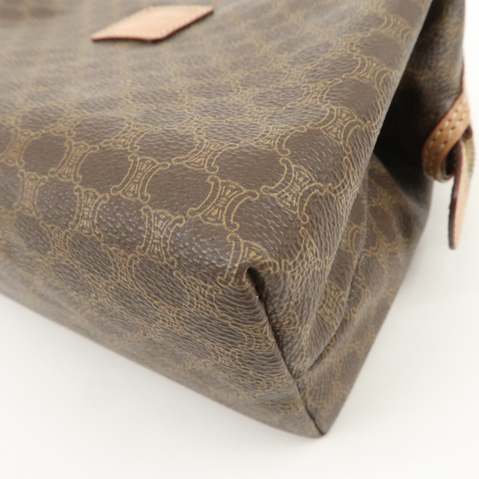 CELINE Macadam PVC Leather Pouch Cosmetic Pouch Brown