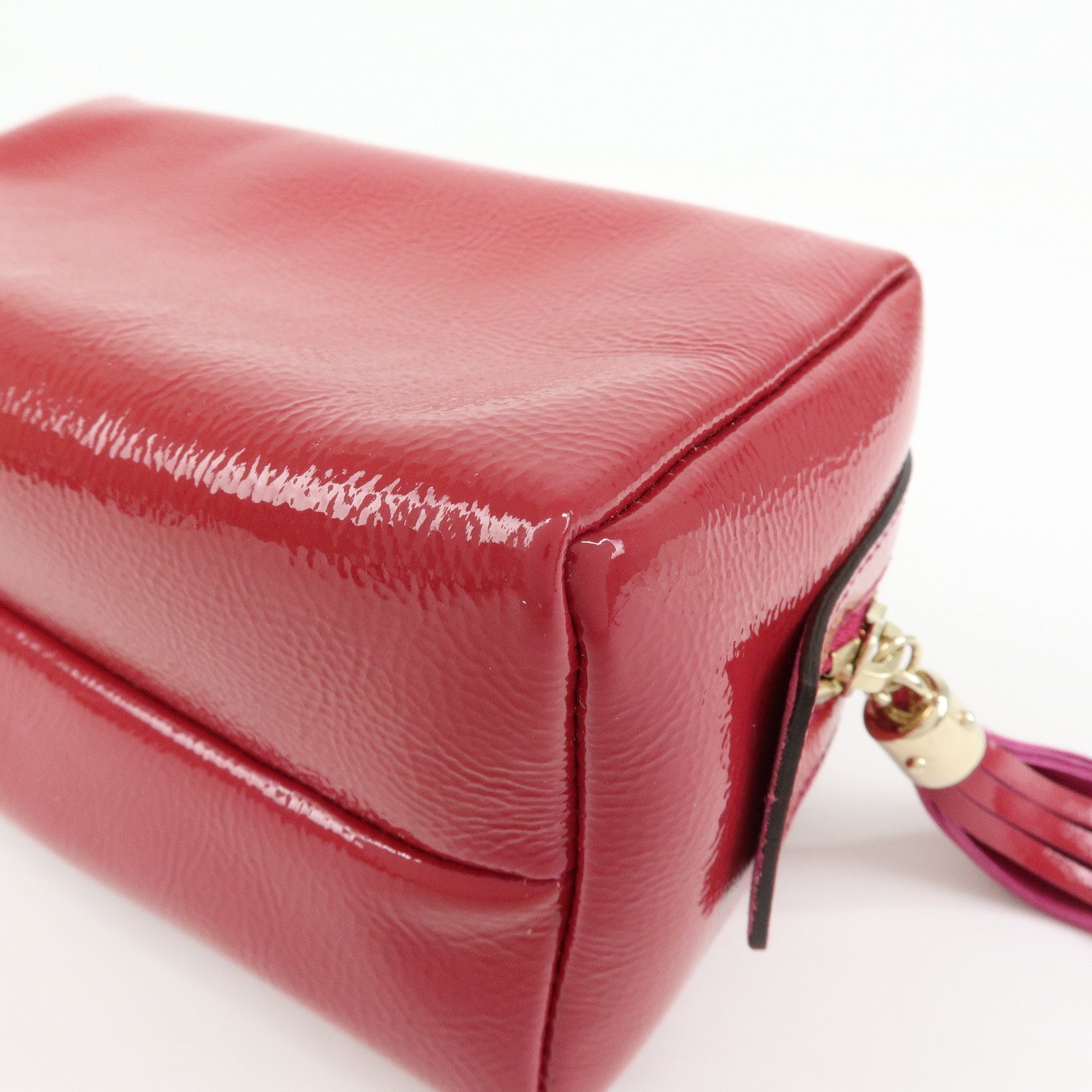 GUCCI Soho Interlocking G Nylon Patent Leather Cosmetic Pouch Pink