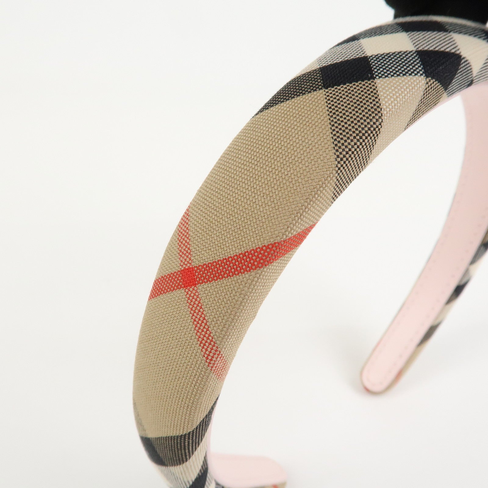 BURBERRY Nova Plaid Canvas Headband Beige