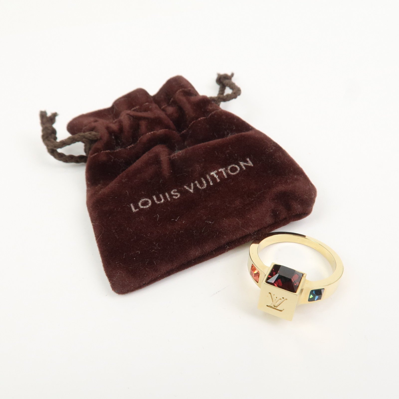Louis Vuitton Bague Gamble Logo Metal Ring Gold M66824