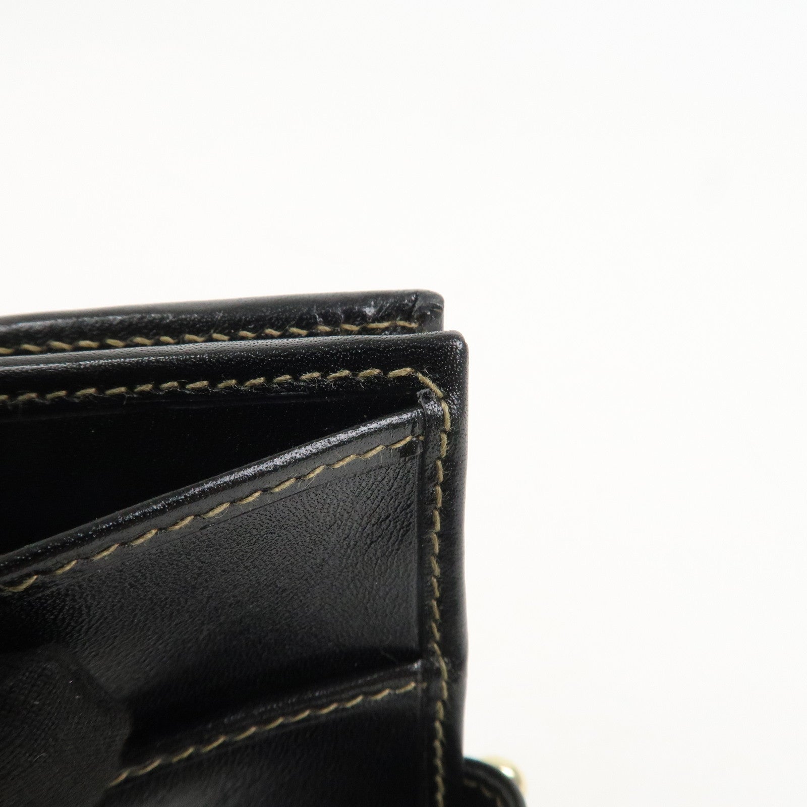 FENDI Zucca Kiss Lock Canvas Leather Bi-fold Wallet Brown 30207