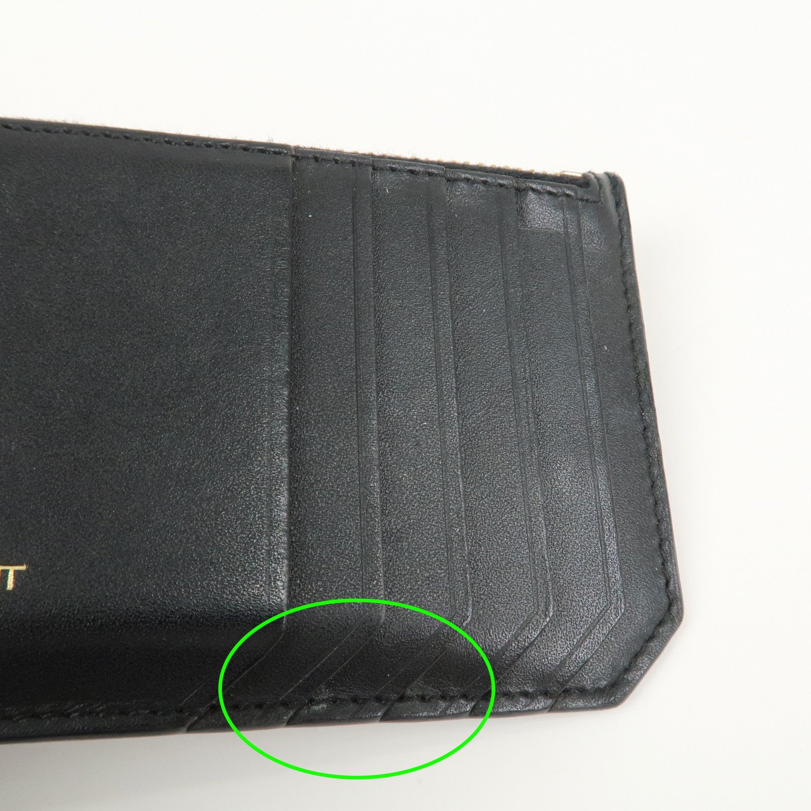 SAINT LAURENT PARIS Leather Card Case Card Holder Black 458583