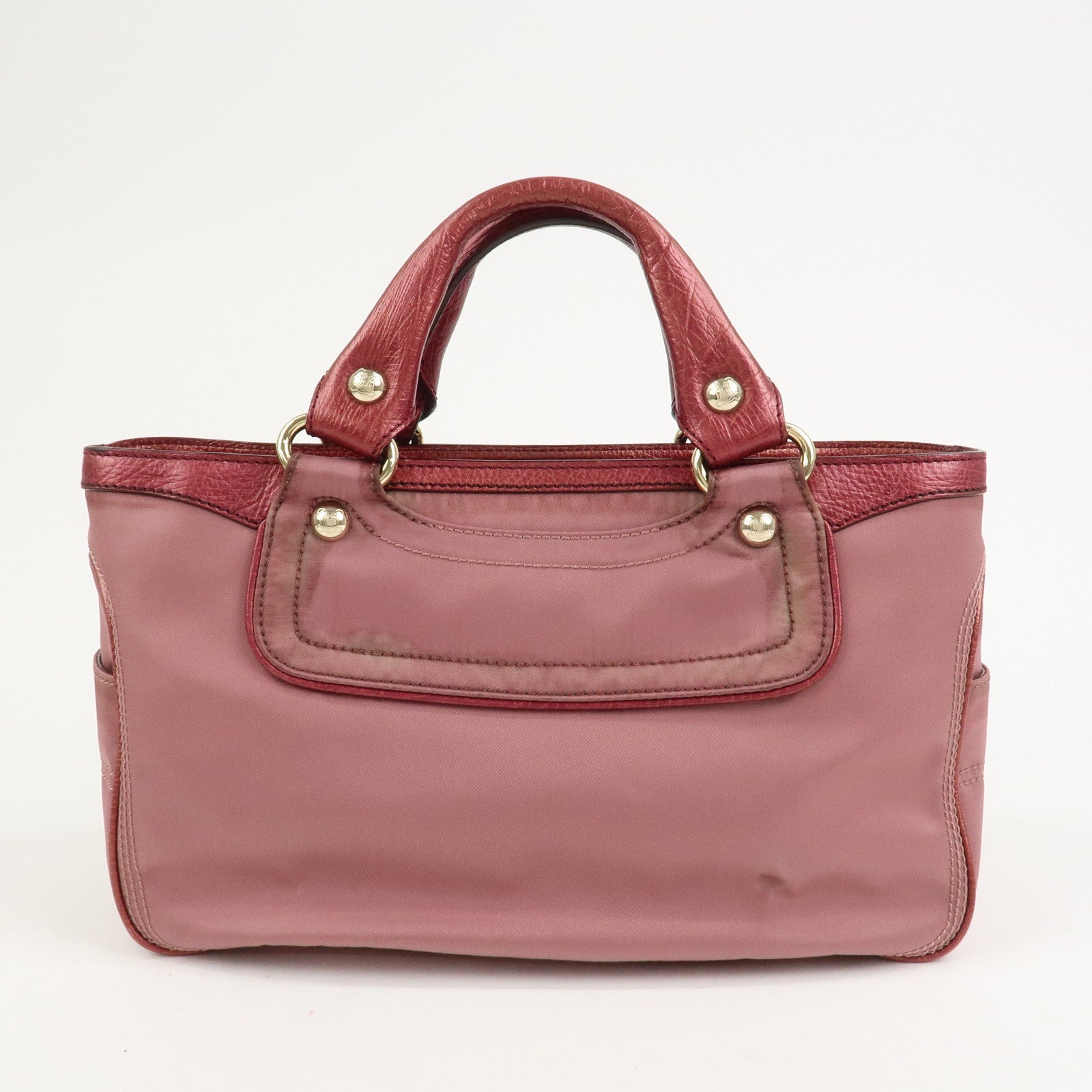 CELINE Logo Nylon Leather Boogie Bag Hand Bag Pink