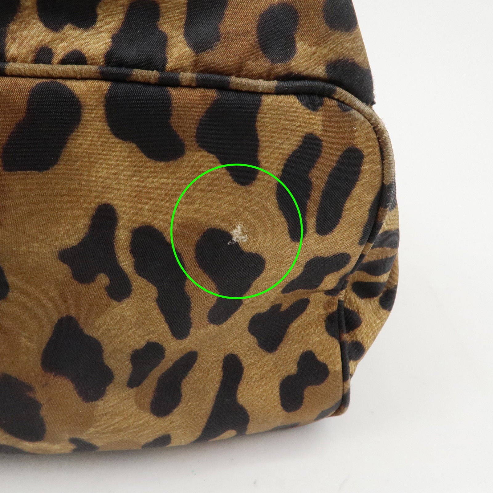 PRADA Nylon Leather Backpack Rucksack Leopard Black 1BZ001