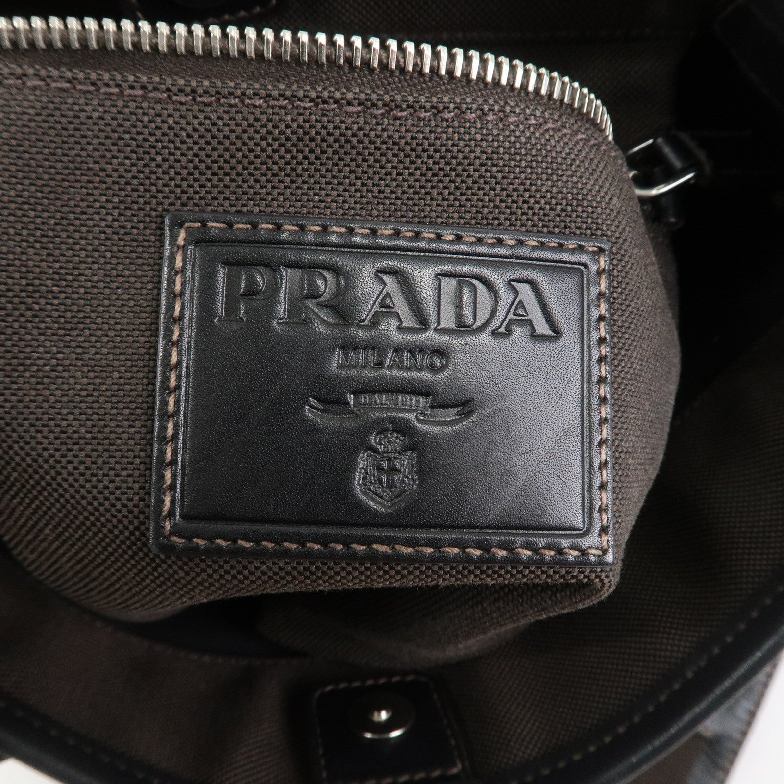 PRADA Logo Jacguard Shoulder Bag Crossbody Bag Brown VA0655