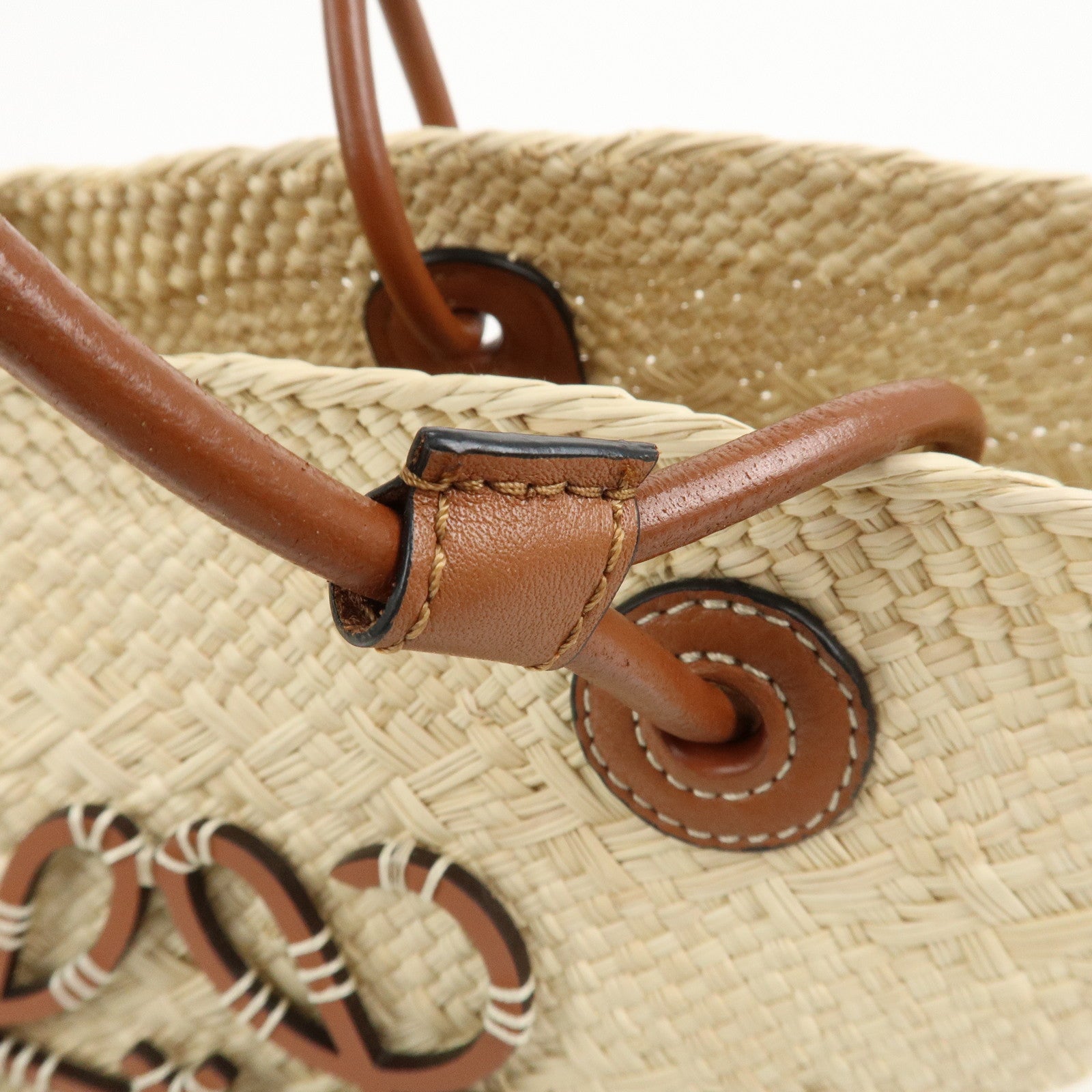 LOEWE Anagram Raffia Basket Bag Shoulder Bag Mini Tote Bag Natural