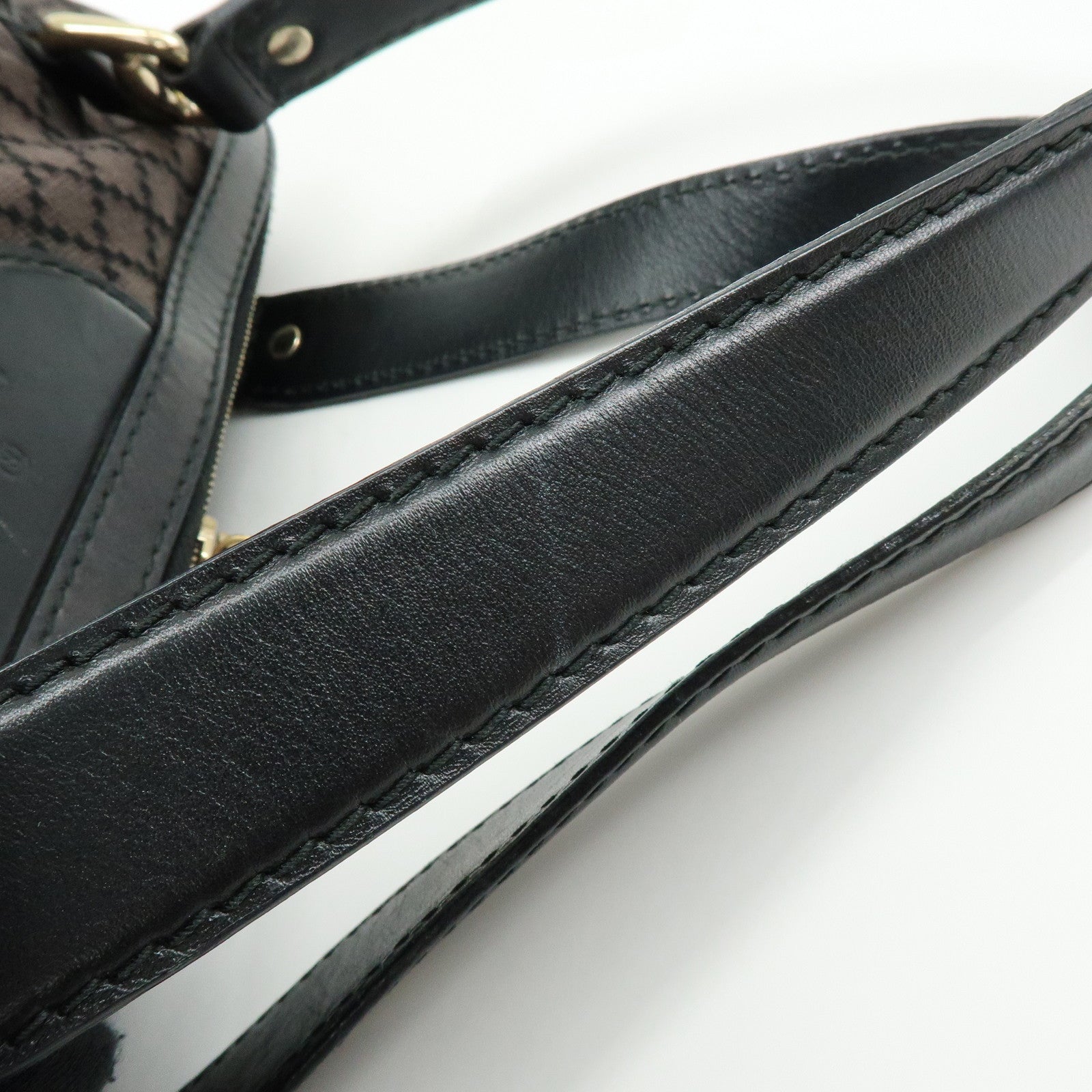 GUCCI Diamante Canvas Leather Shoulder Boston Bag Brown 269930