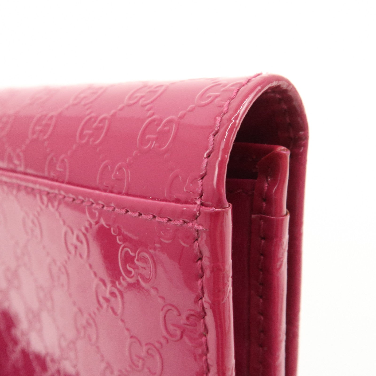 GUCCI Nice Micro Guccissima Patent Leather Long Wallet Pink 309760