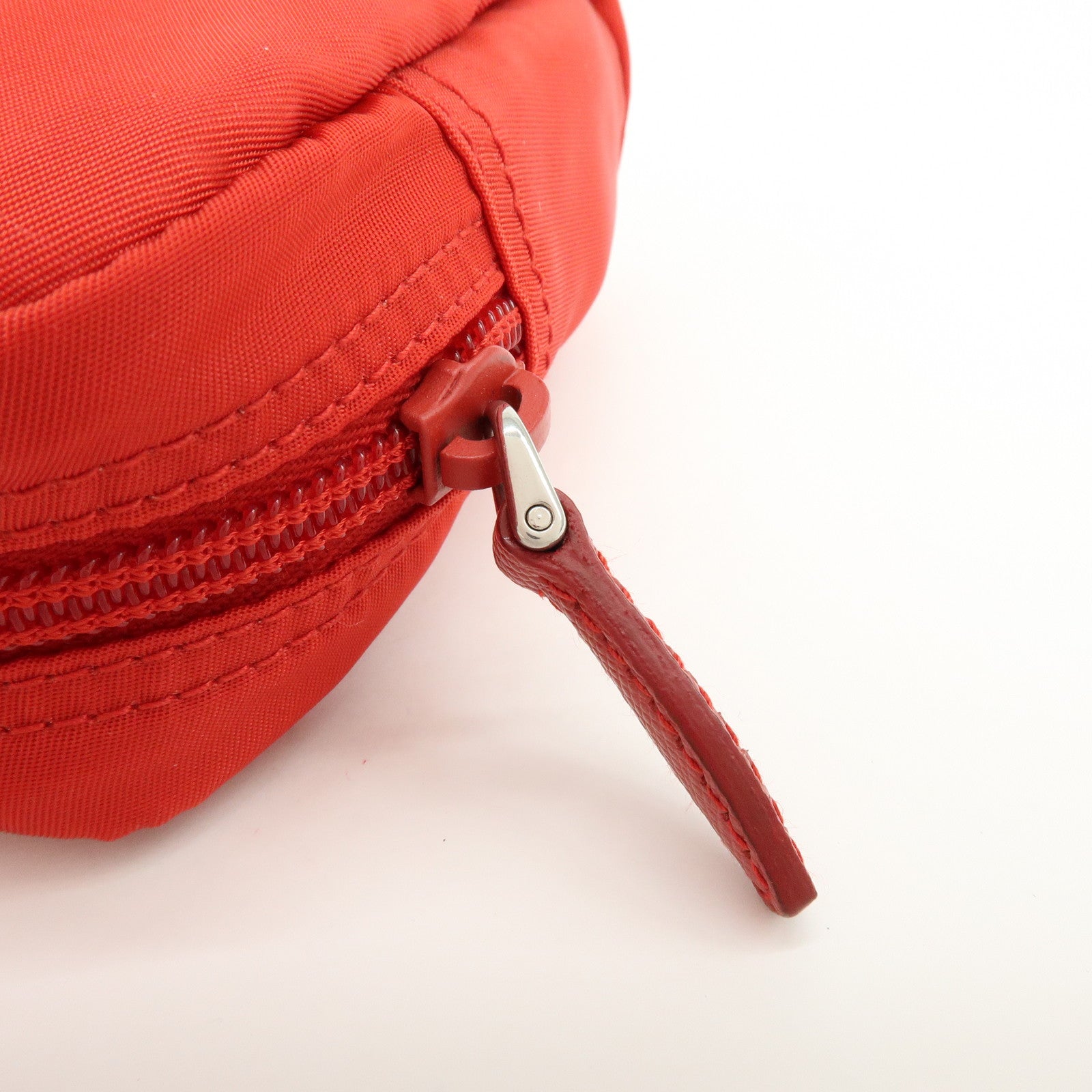 PRADA Triangle Logo Nylon Pouch Cosmetic Pouch Red
