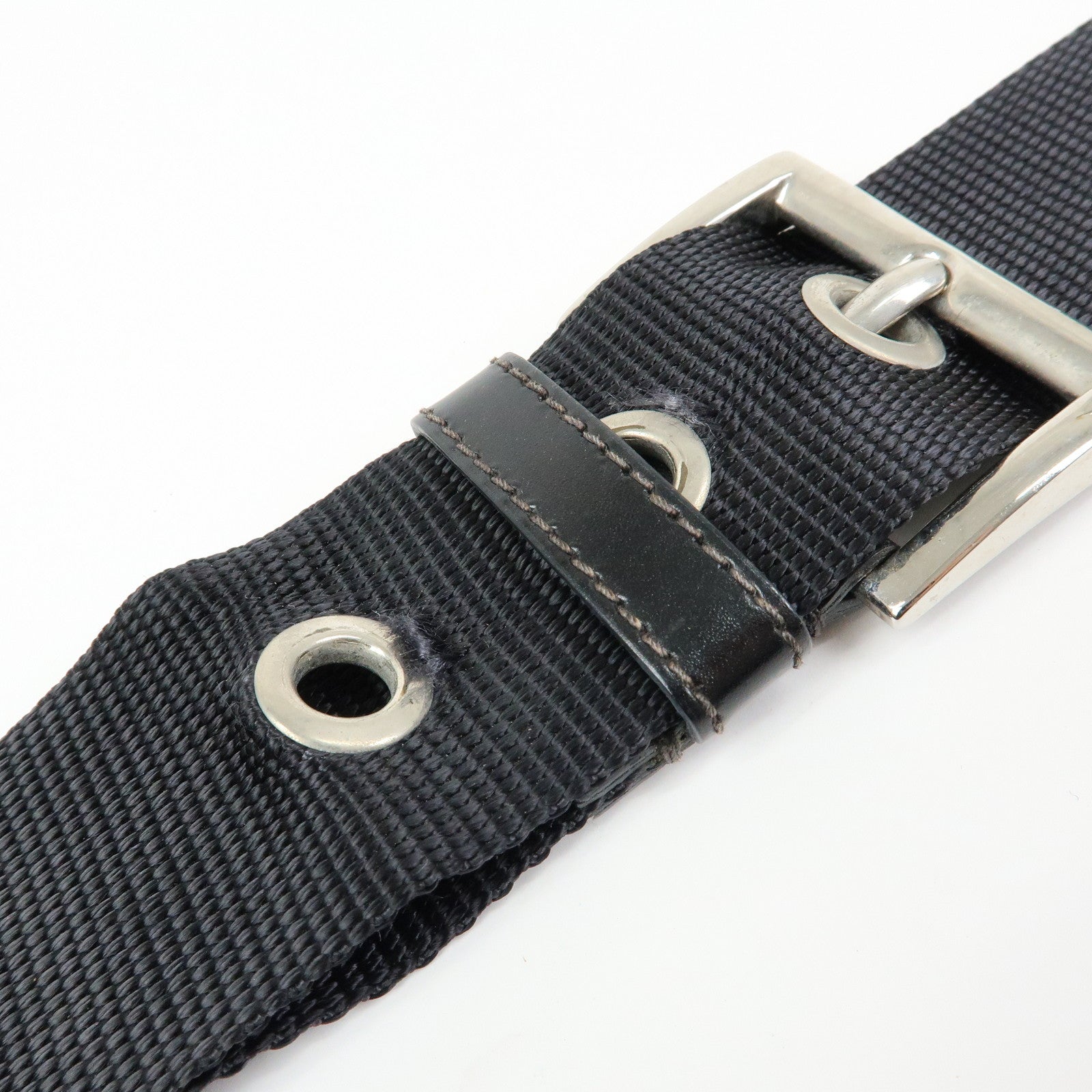 PRADA Triangle Logo Nylon Leather Shoulder Bag Black BT0326