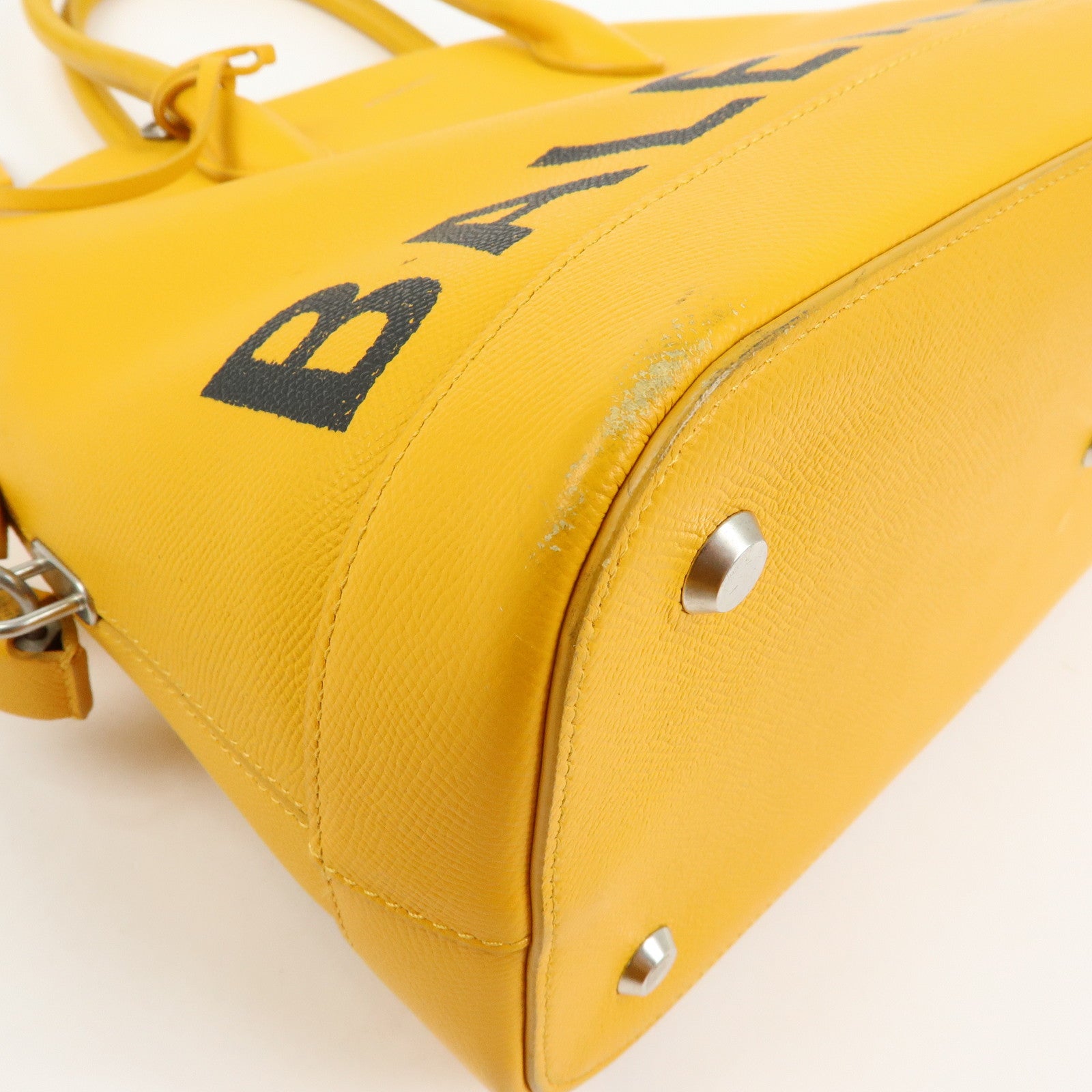 BALENCIAGA Ville Top Handle Leather 2Way Bag Hand Bag Yellow