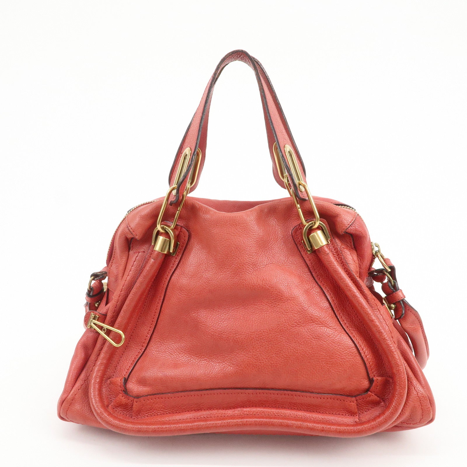 Chloe Paraty Leather 2Way Bag Shoulder Bag Hand Bag Red