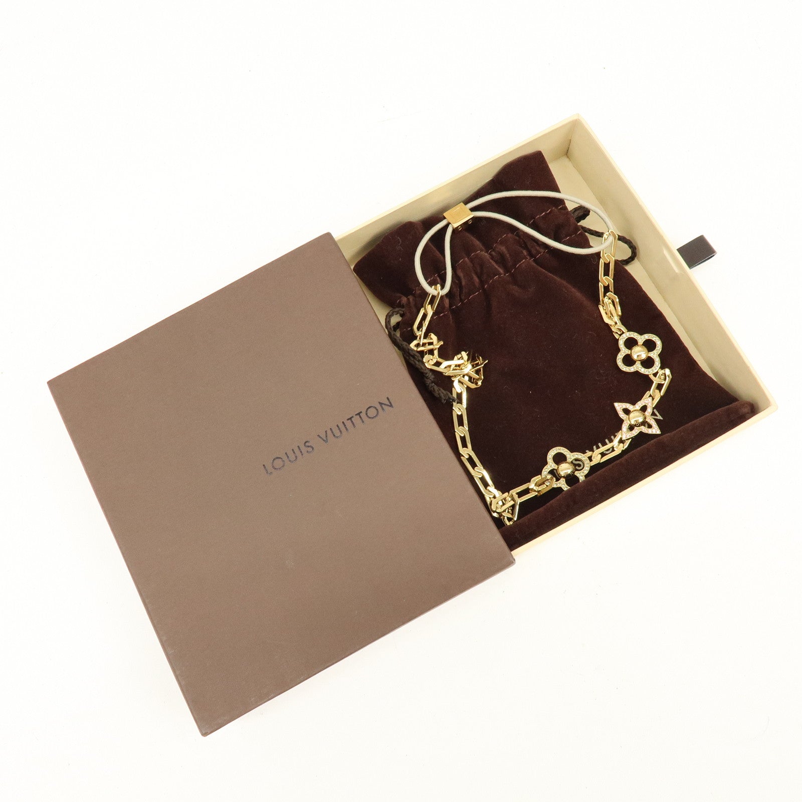 Louis Vuitton Monogram Metal Chain Head Band Hair Accessory Gold