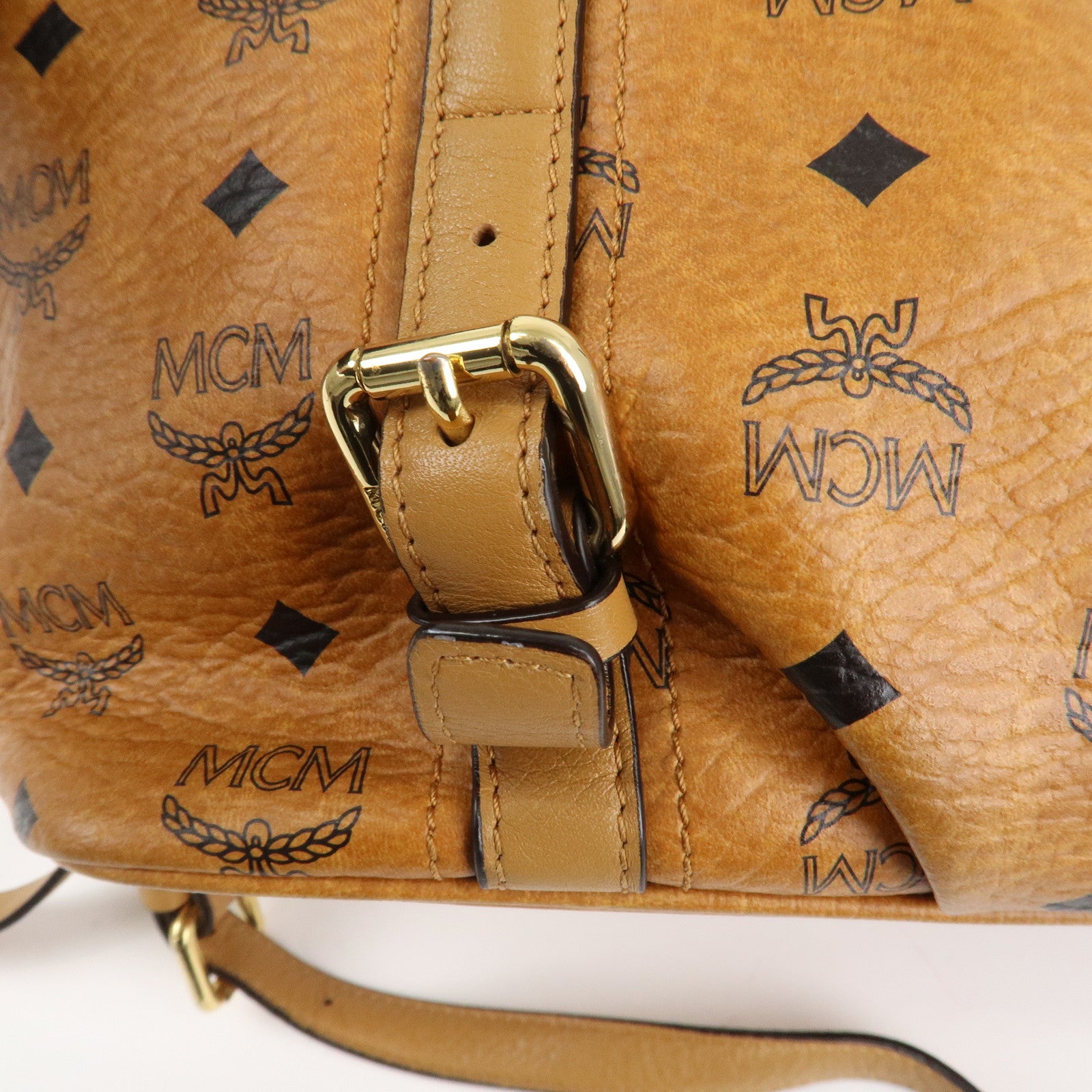MCM Visetos Leather 2Way Shoulder Bag Tote Bag Brown Used