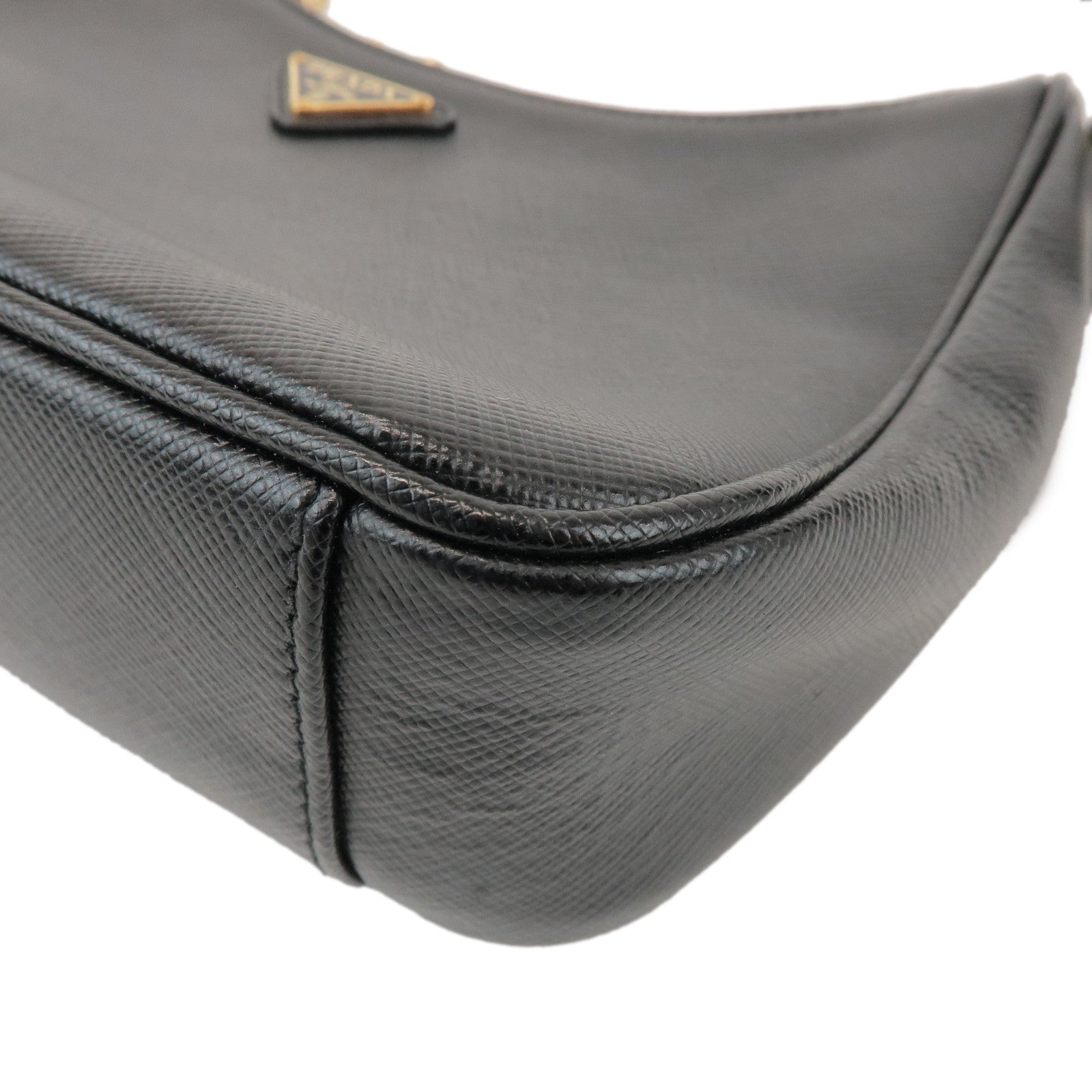 PRADA Triangle Logo Saffiano Leather 2Way Shoulder Bag Black 1BH204